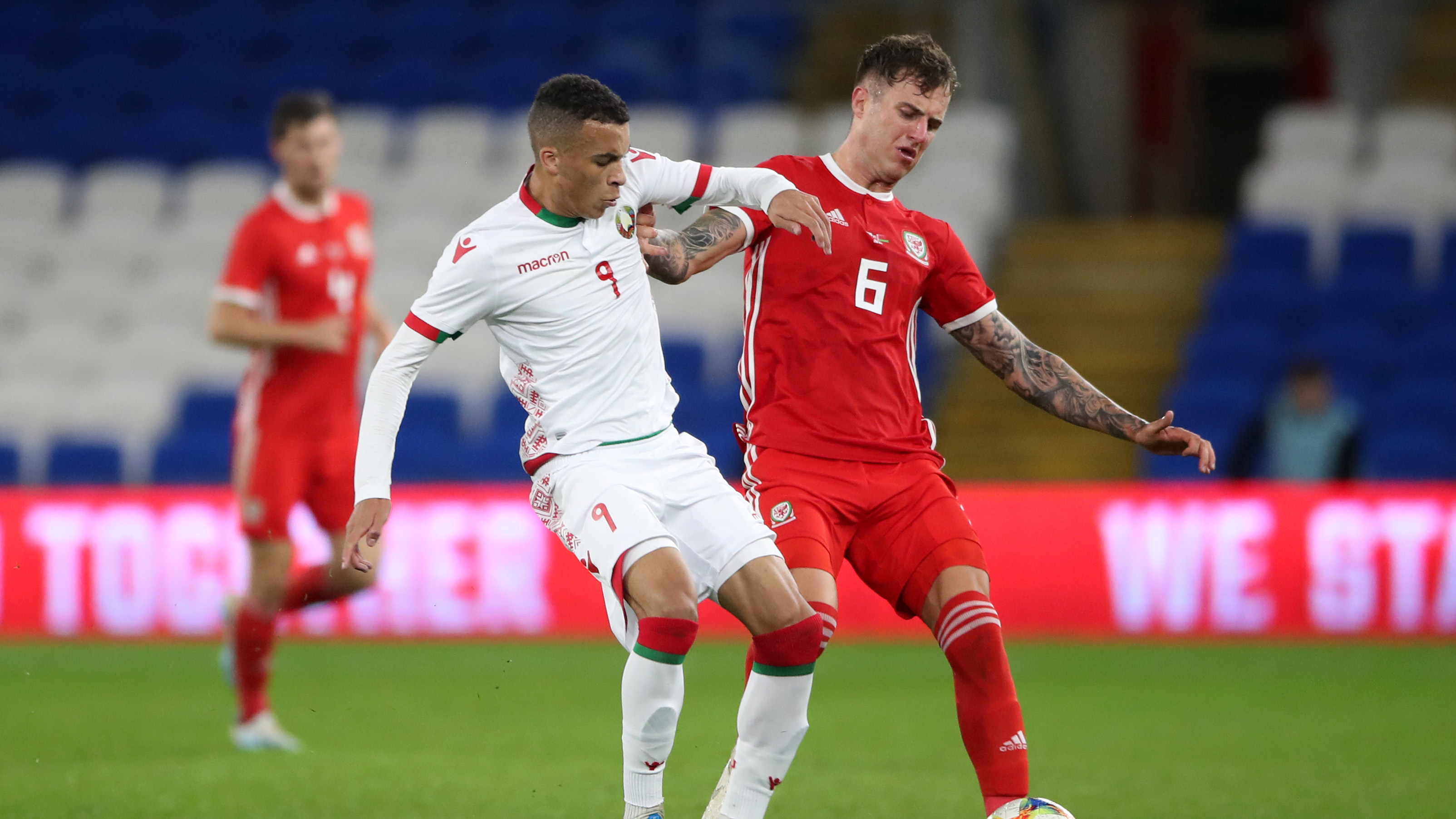 Swansea City's Joe Rodon prior to the beginning of the match Stock