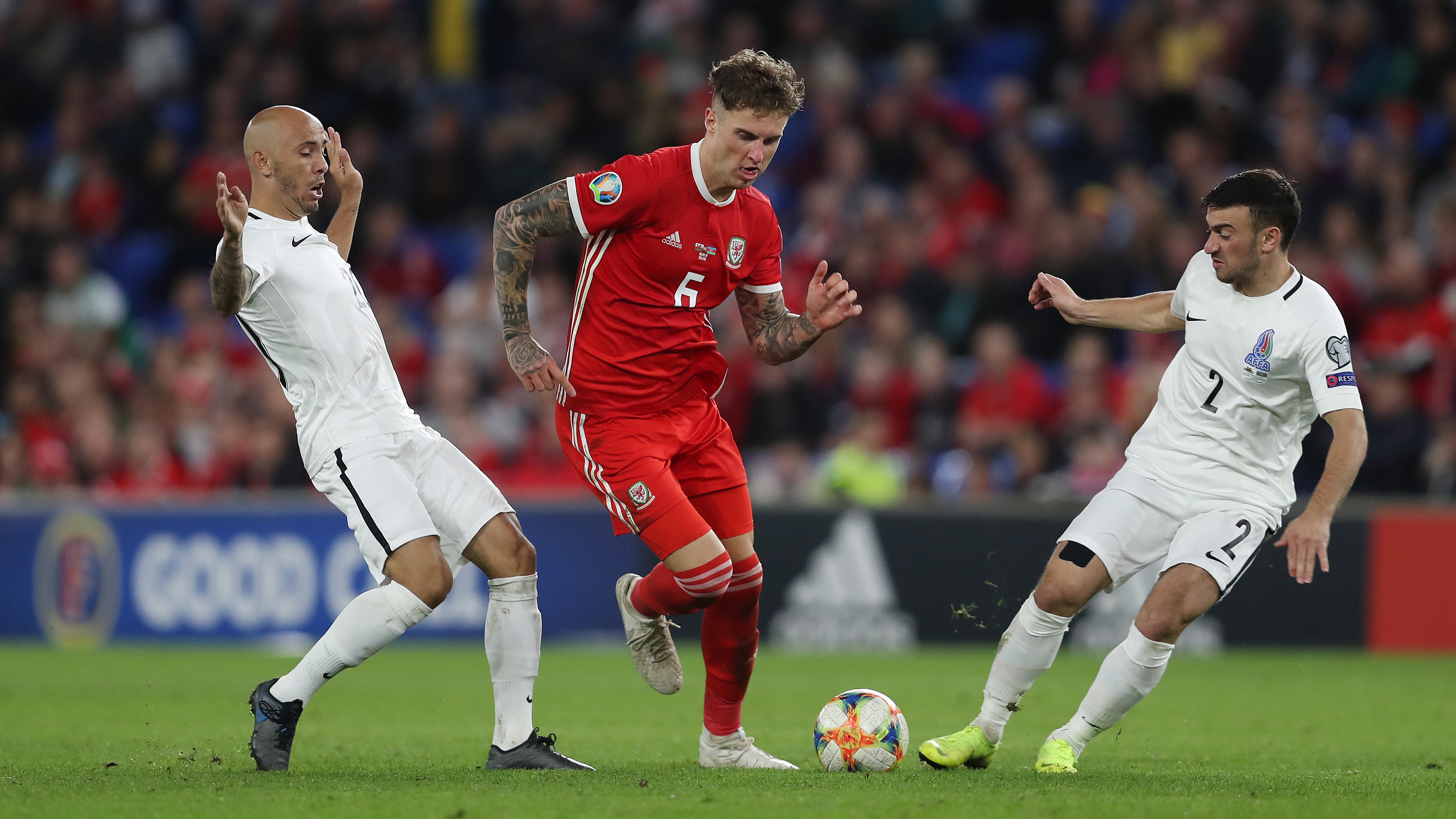 Swansea City's Joe Rodon prior to the beginning of the match Stock