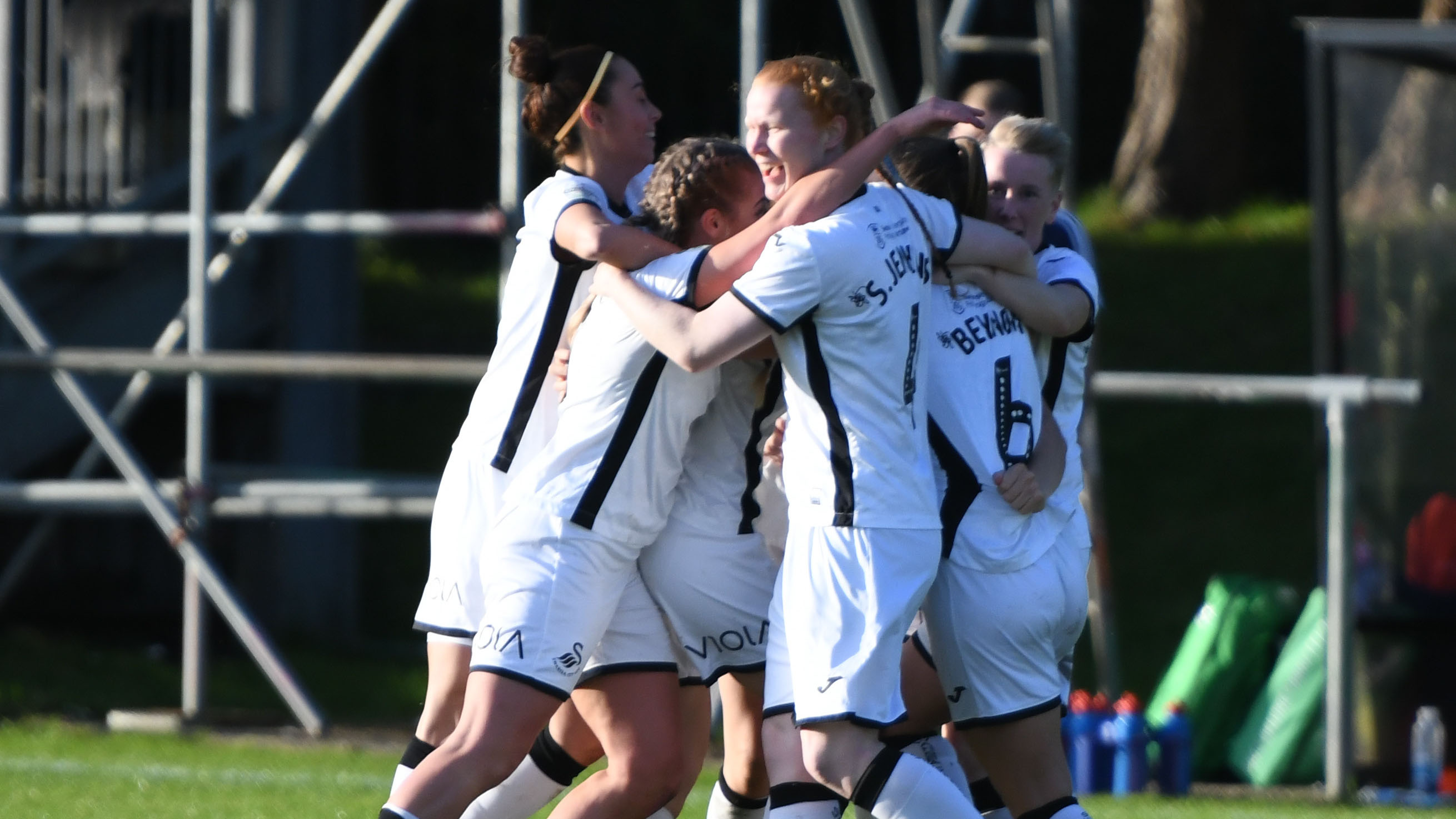 Swansea city Ladies celebrate a goal