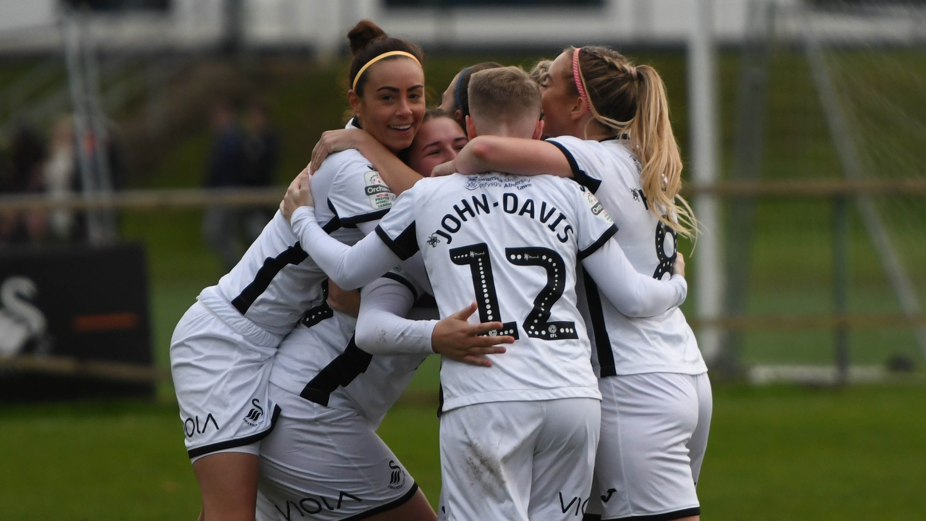 Swansea city Ladies celebrate a goal