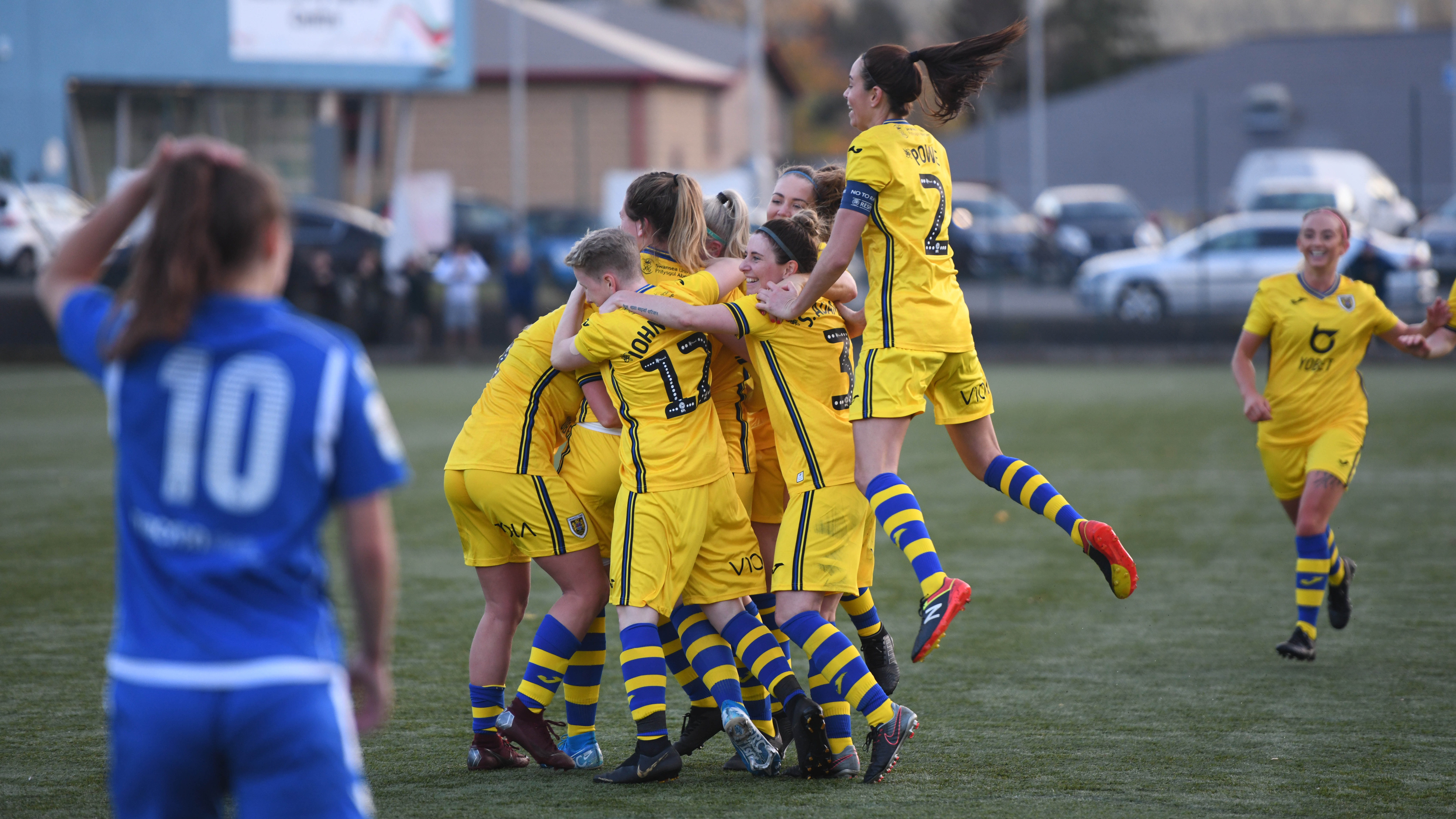 Swansea city Ladies celebrate a goal