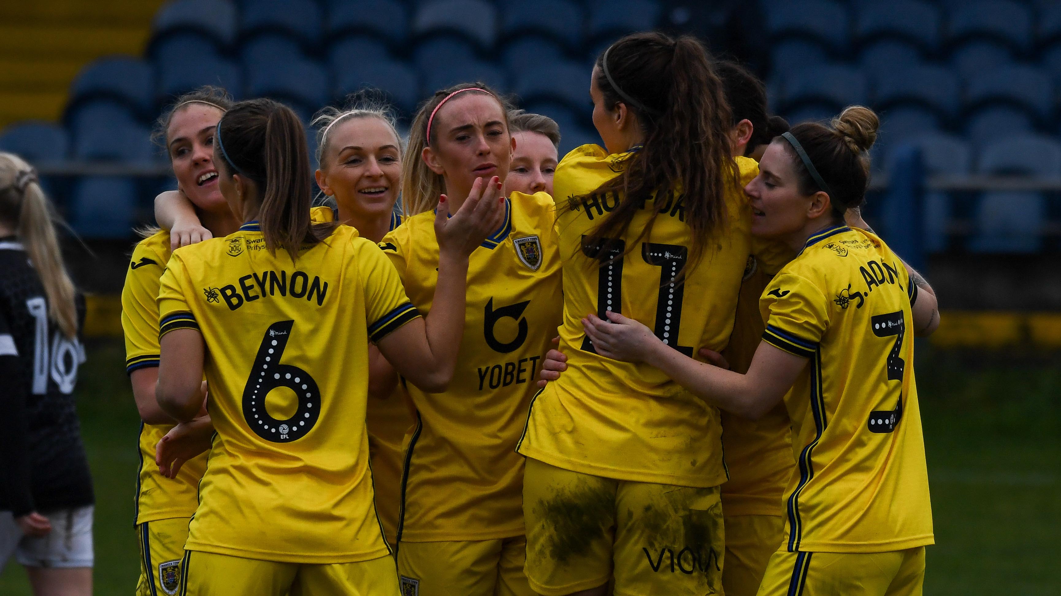 Swansea City Ladies celebrate a goal