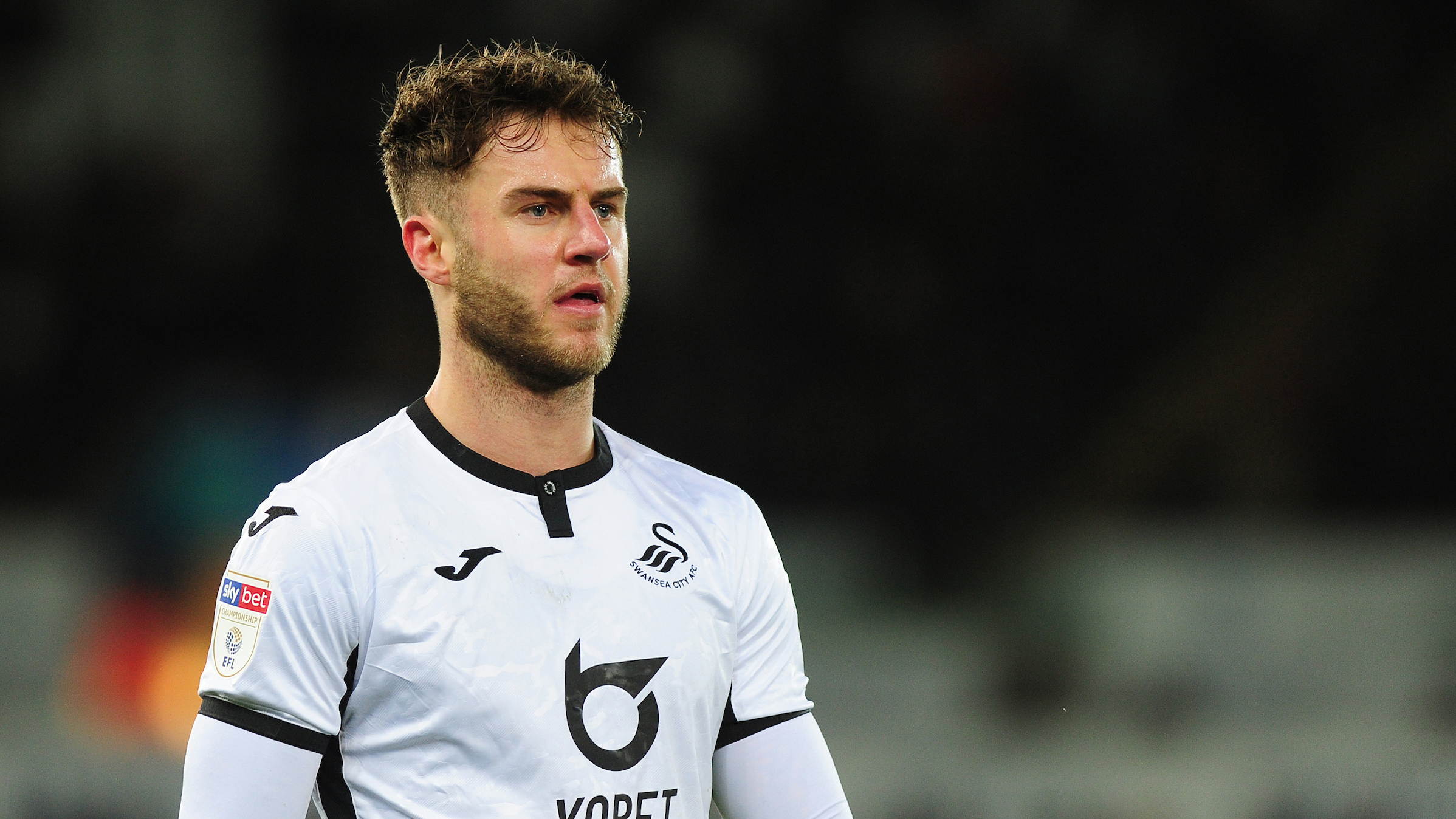 Swansea City's Joe Rodon prior to the beginning of the match Stock