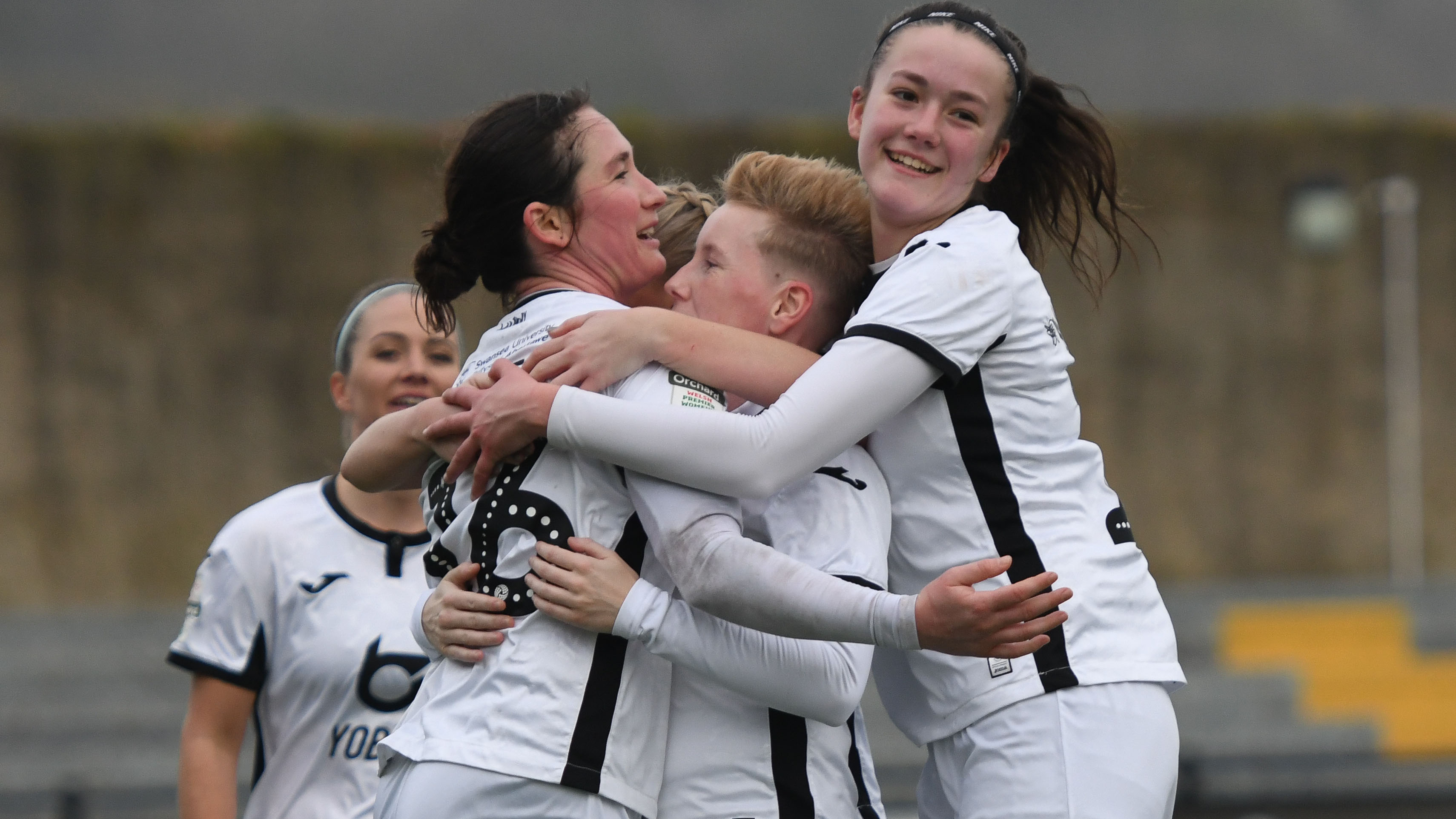 Swansea city Ladies celebrate a goal