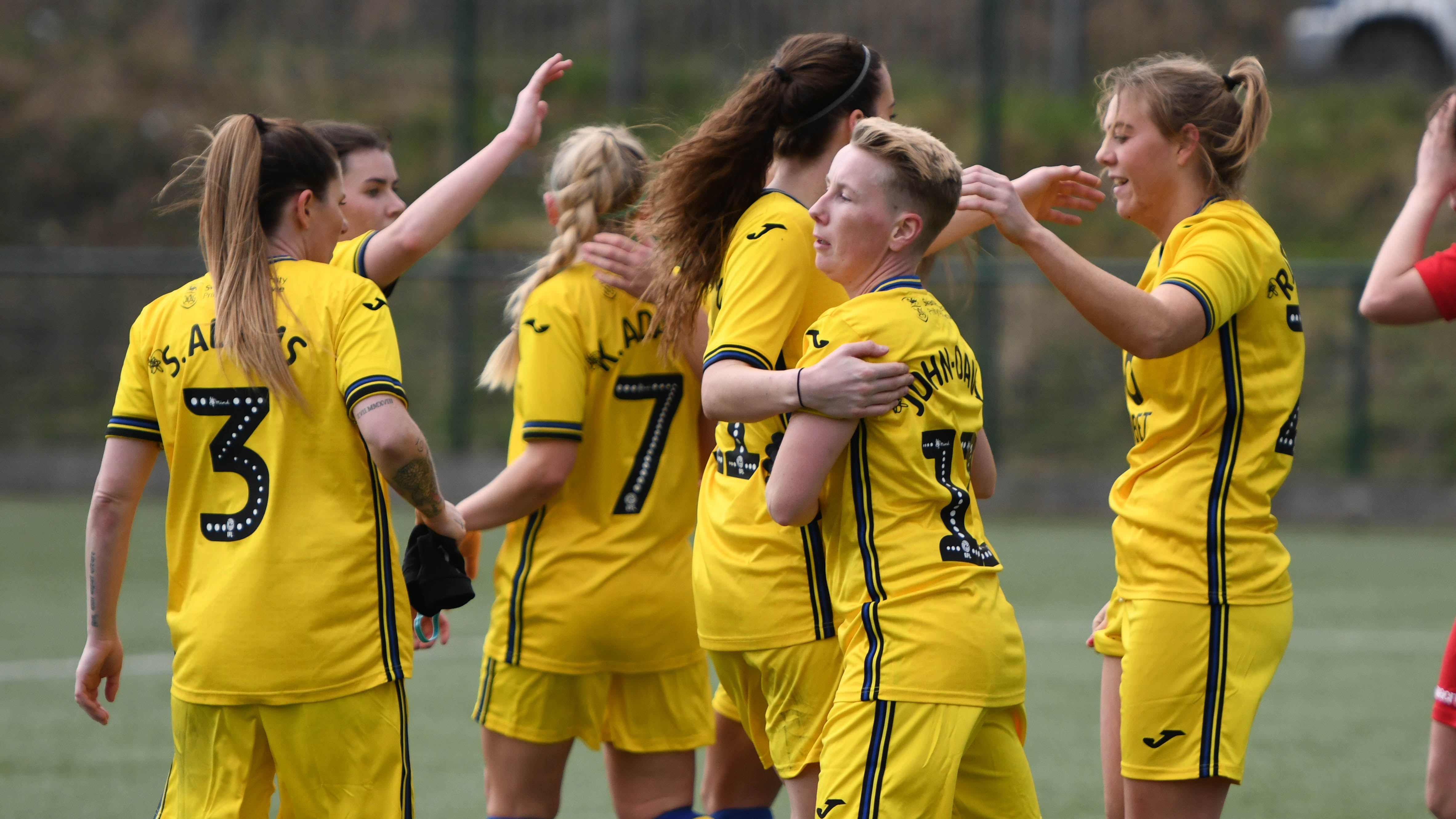 Swansea City Ladies celebrate a goal