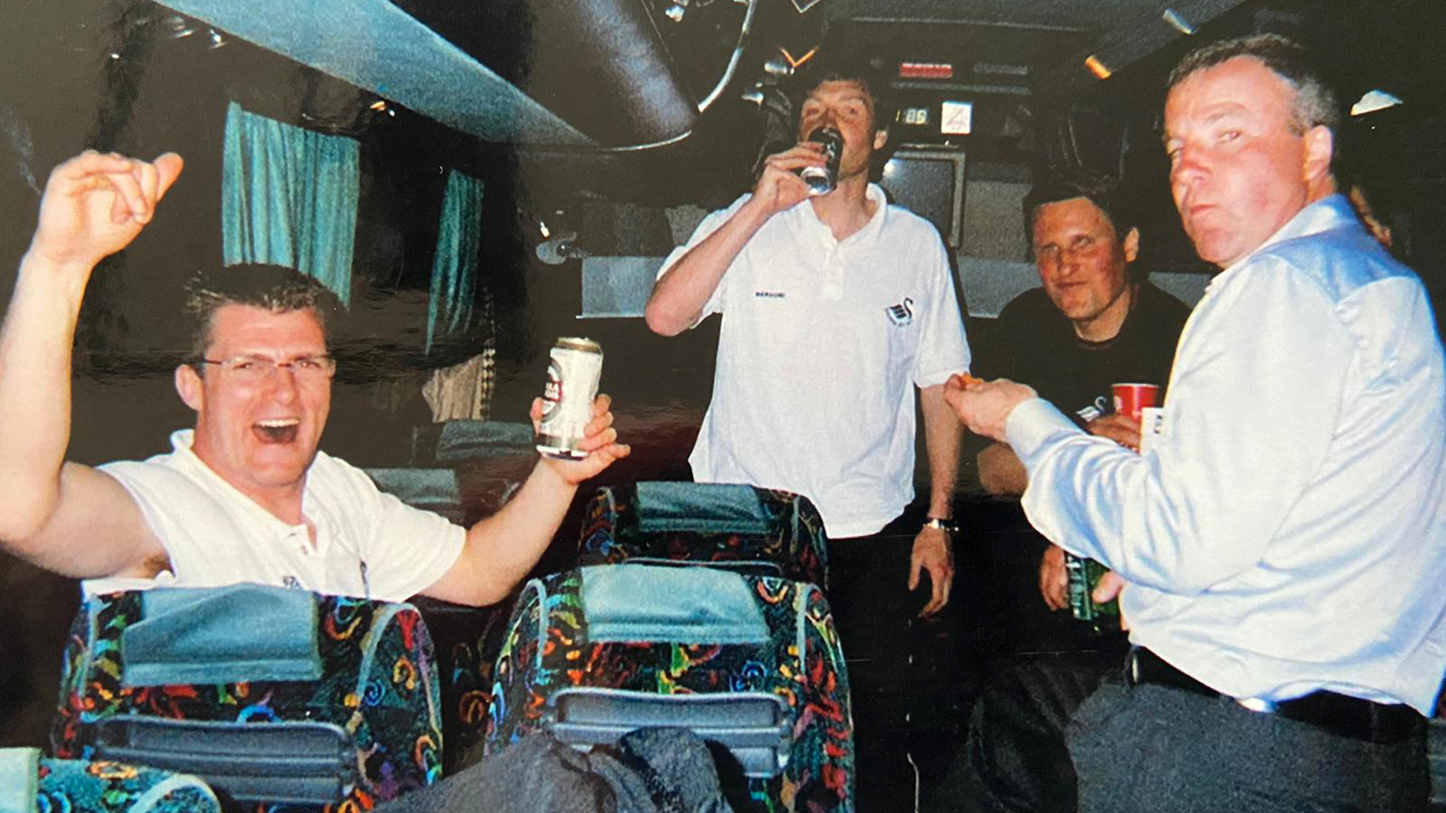 Physio Richard Evans, player-coach Kevin Nugent, coach Colin Pascoe and manager Kenny Jackett. Photo courtesy of Lee Trundle