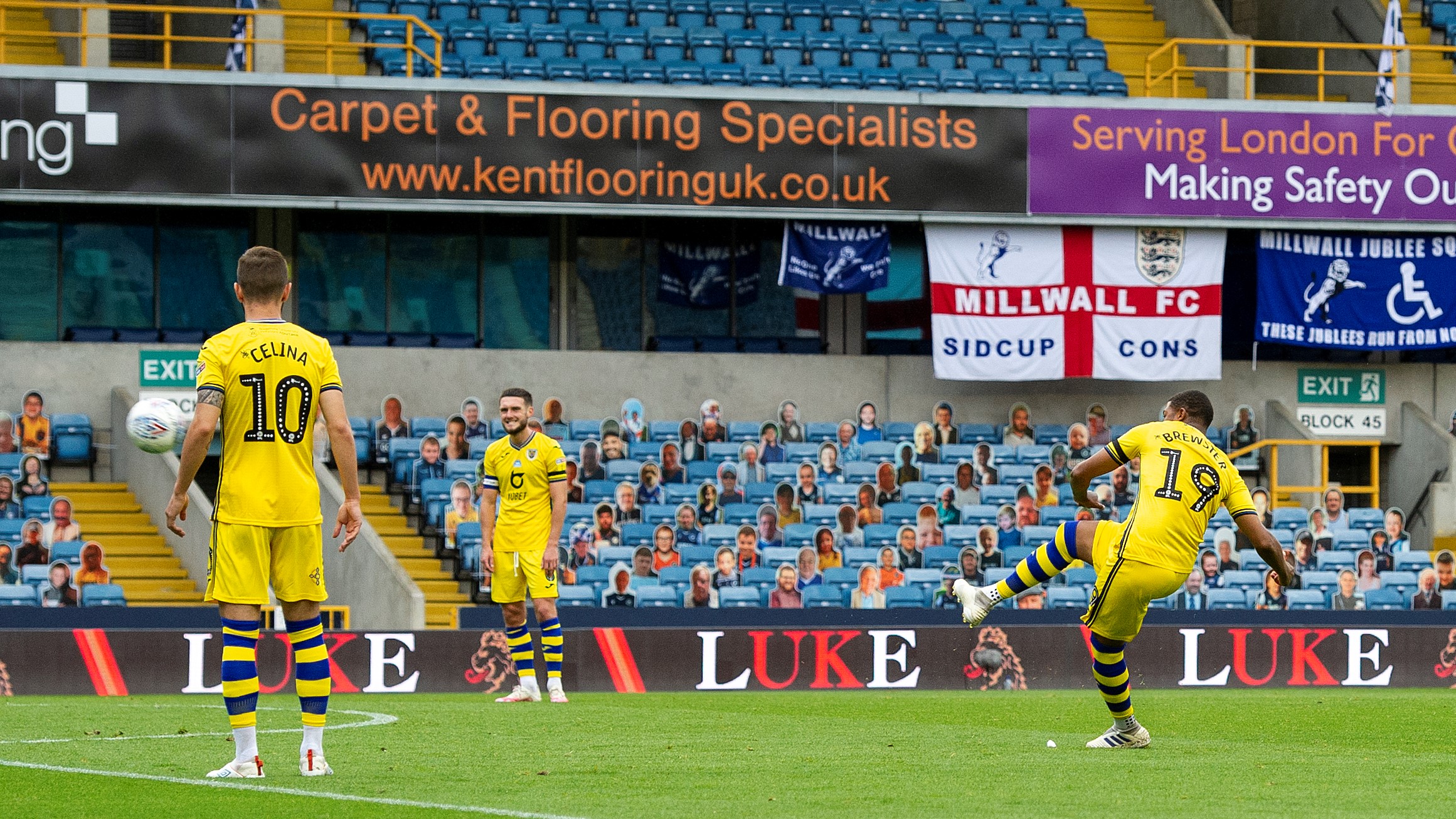 Millwall Brewster free-kick