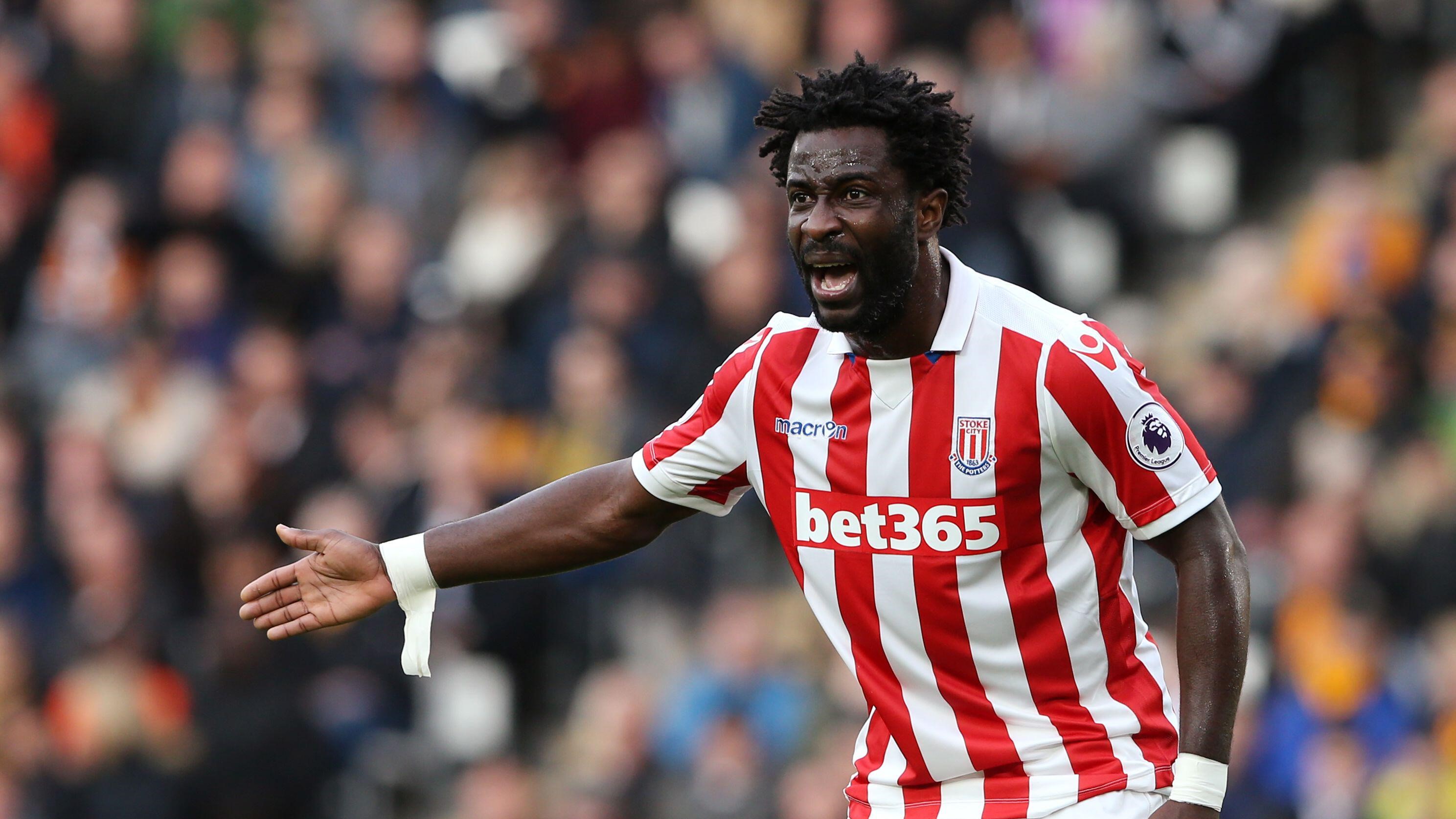 Wilfried Bony playing for the Potters.