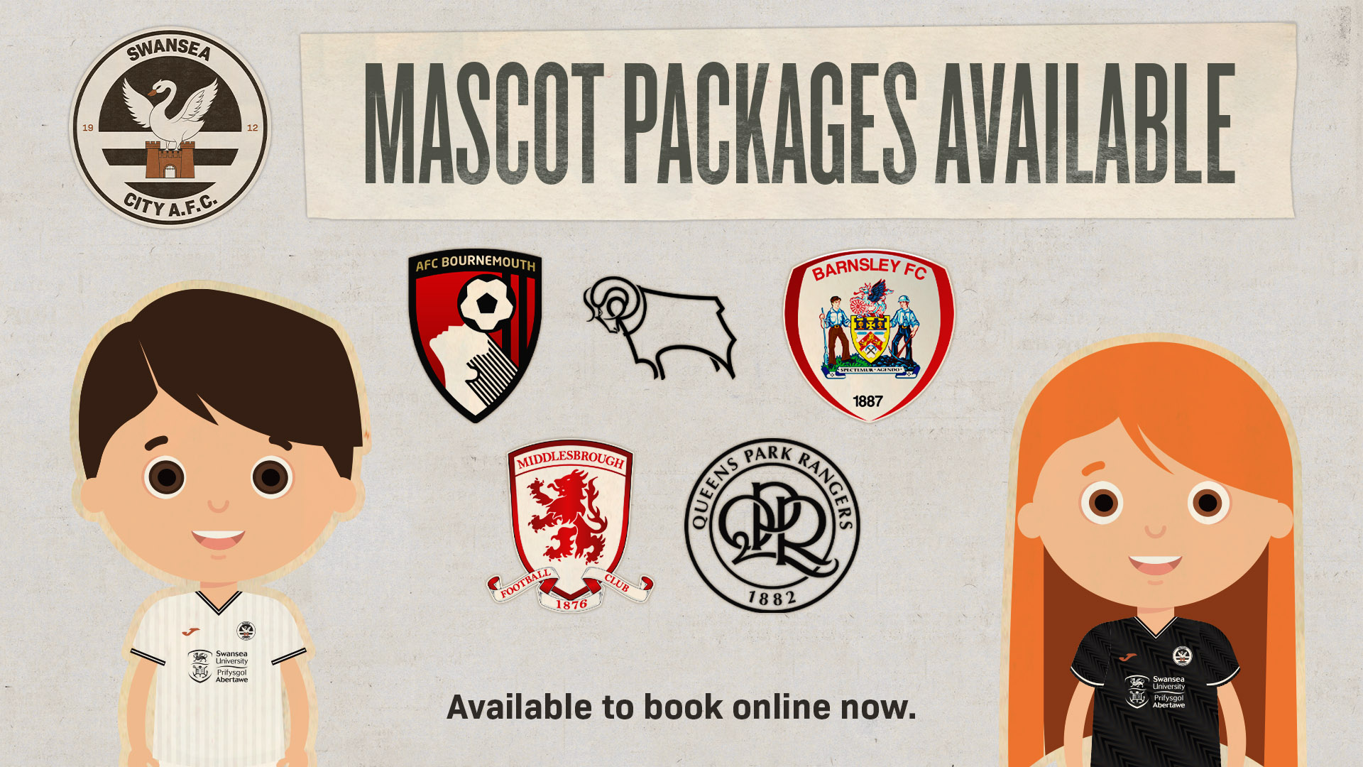 Mascot packages available - Bournemouth, Derby, Barnsley, Middlesbrough, QPR