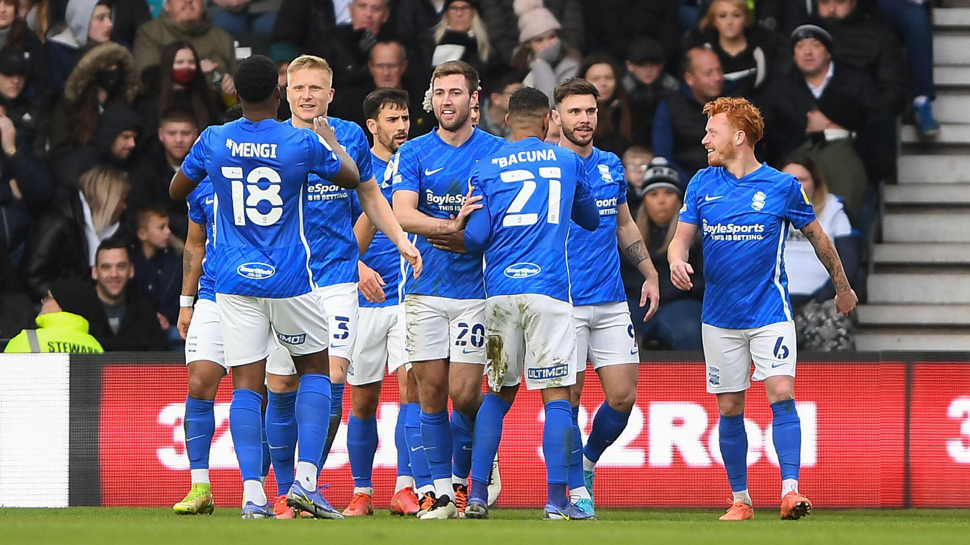 Birmingham City players celebrate a goal