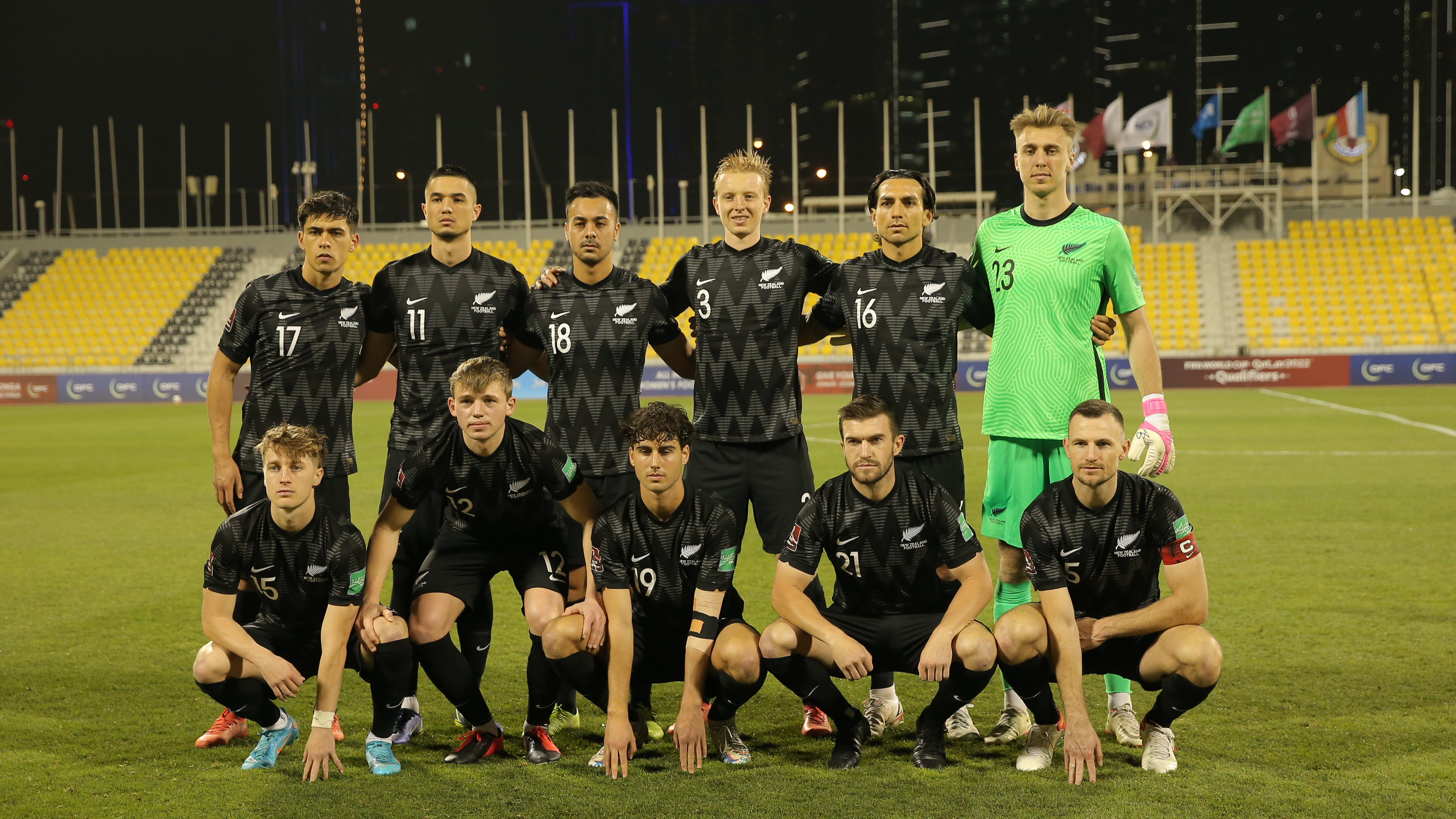 Jamie Searle in lines up in New Zealand team photo