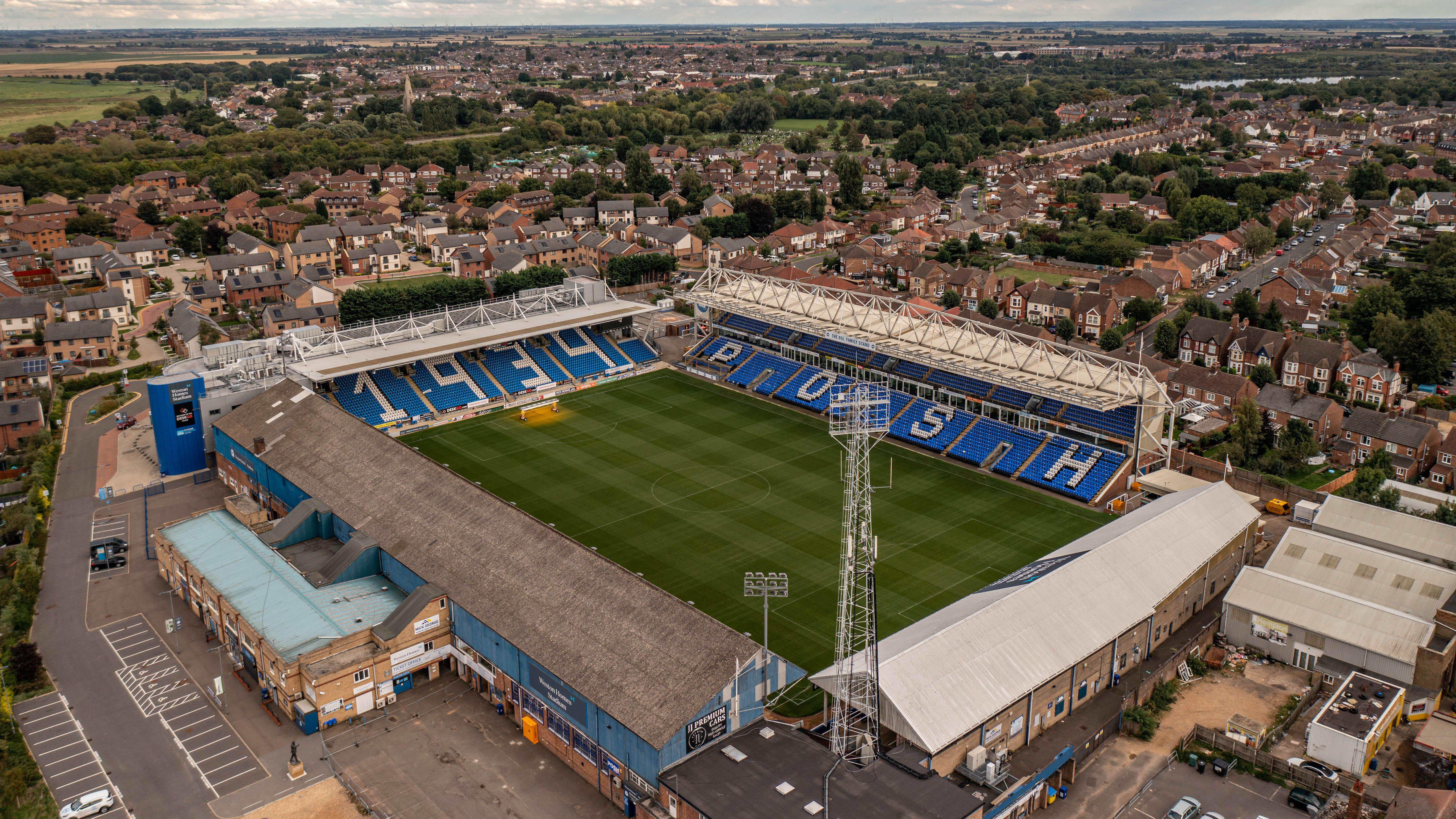 Weston Homes Stadium London Road Aerial view