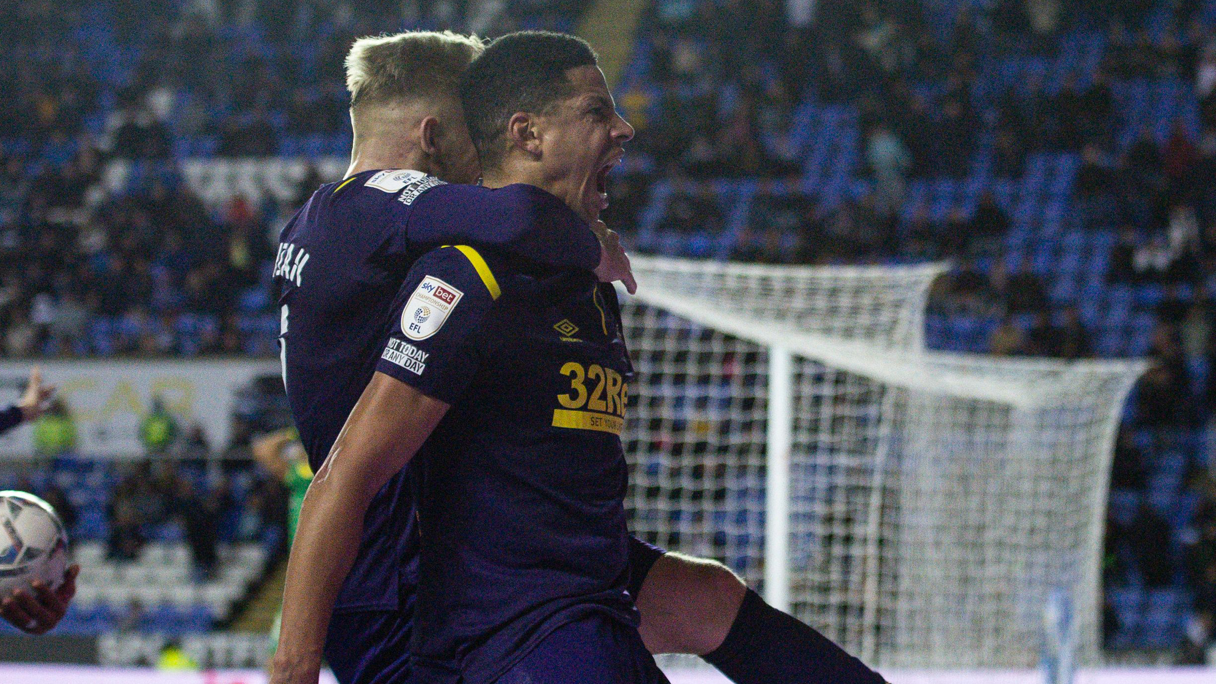 Curtis Davies celebrates a goal for Derby