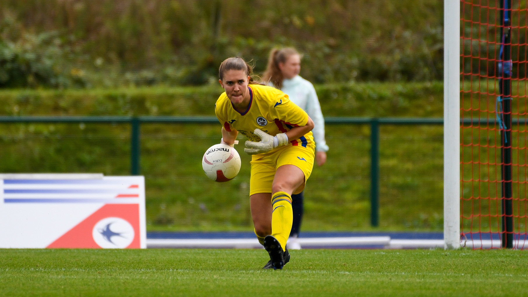 Claire Skinner rolls the ball out