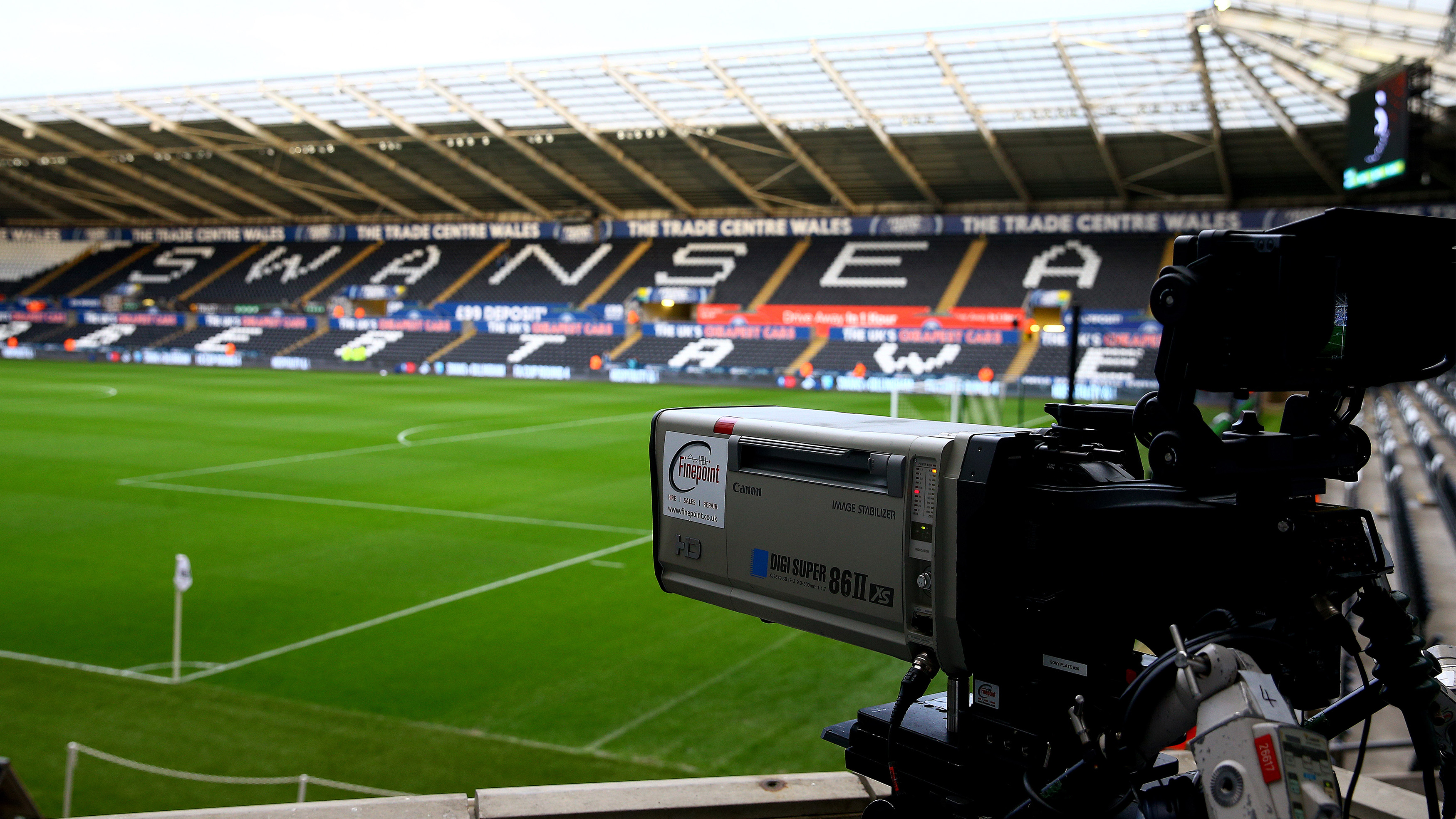 TV camera shoots across Swansea.com Stadium pitch