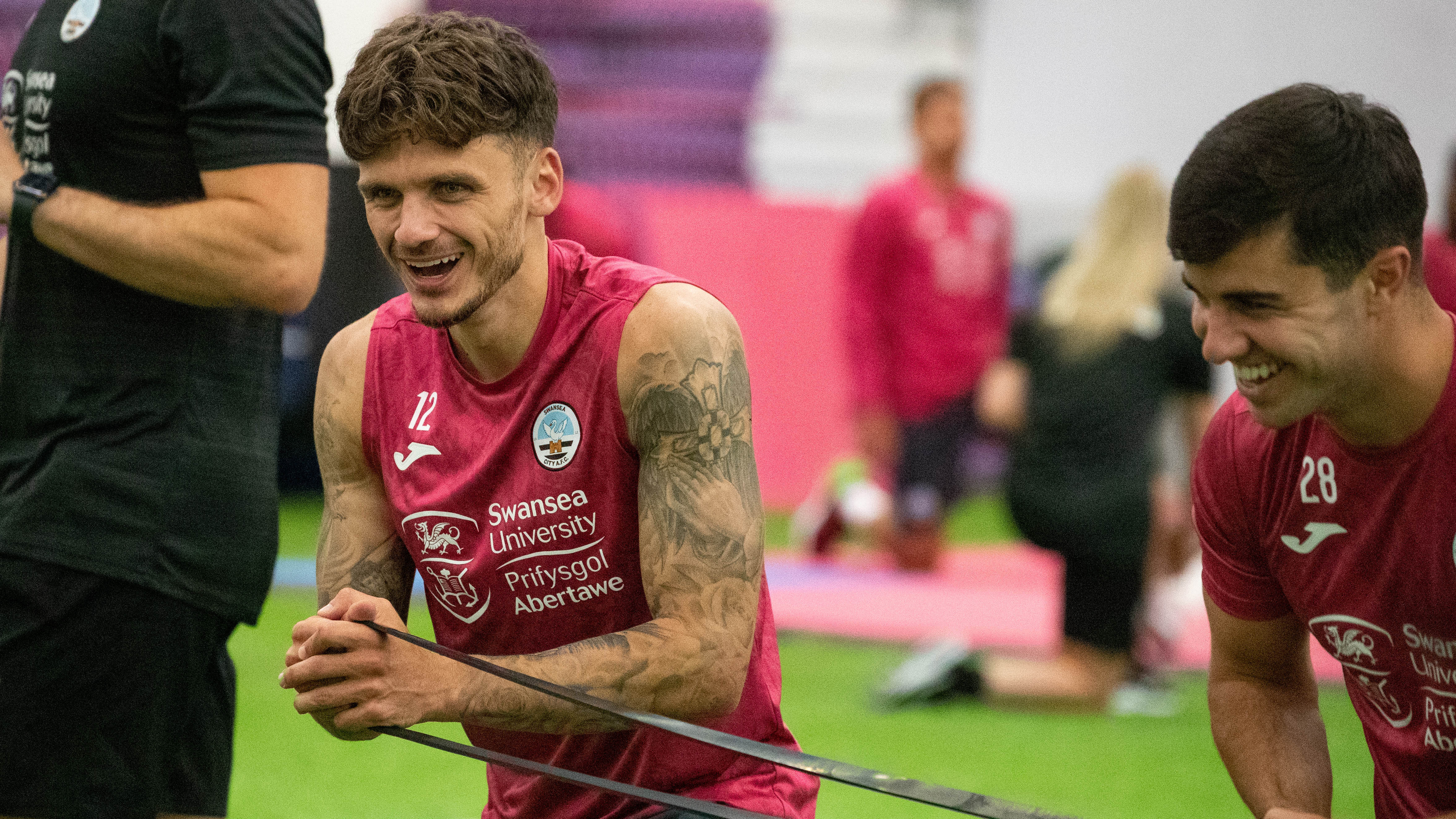 Jamie Paterson completing strength and conditioning exercises at Pennyhill Park