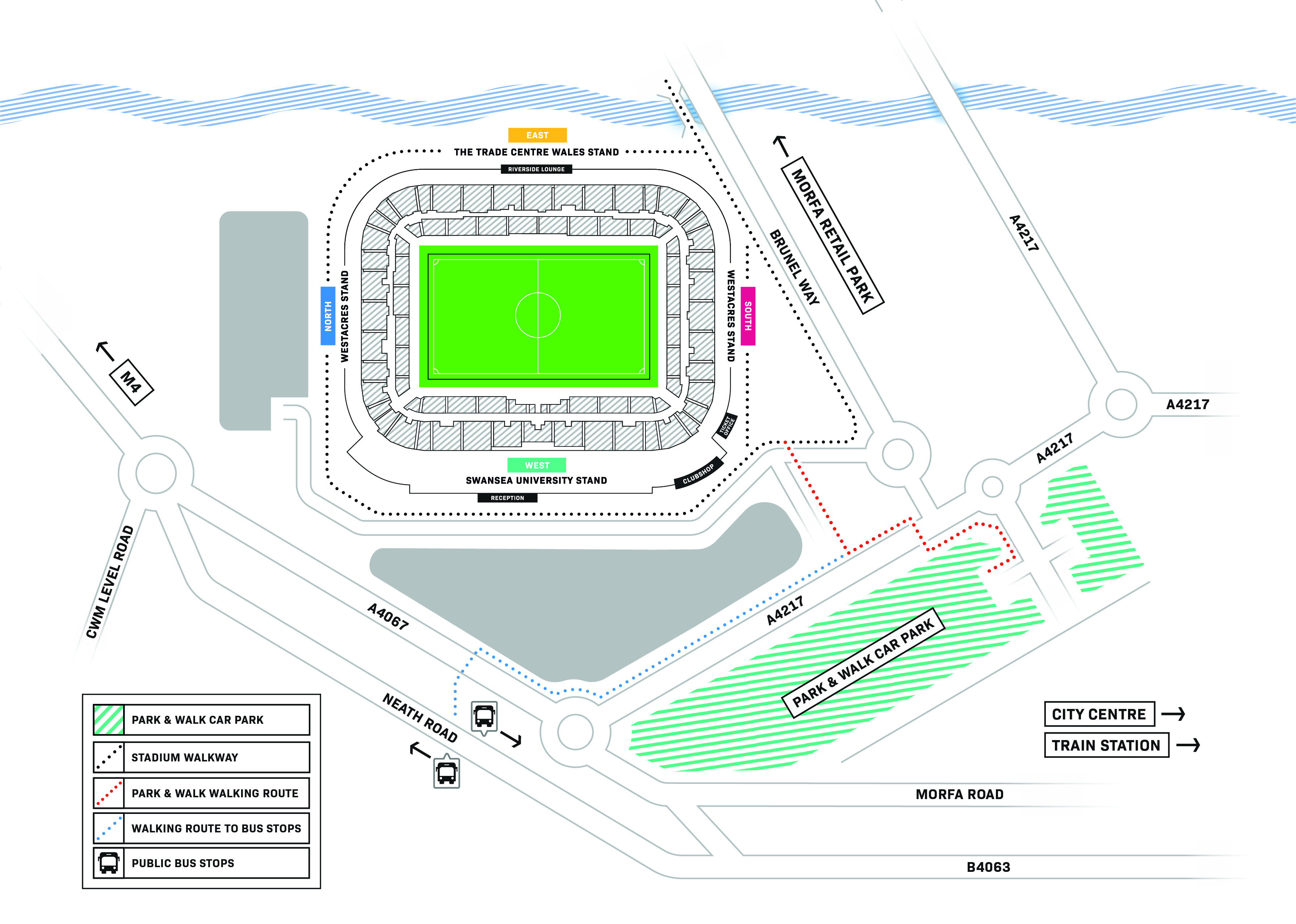 Map of the Swansea.com Stadium 