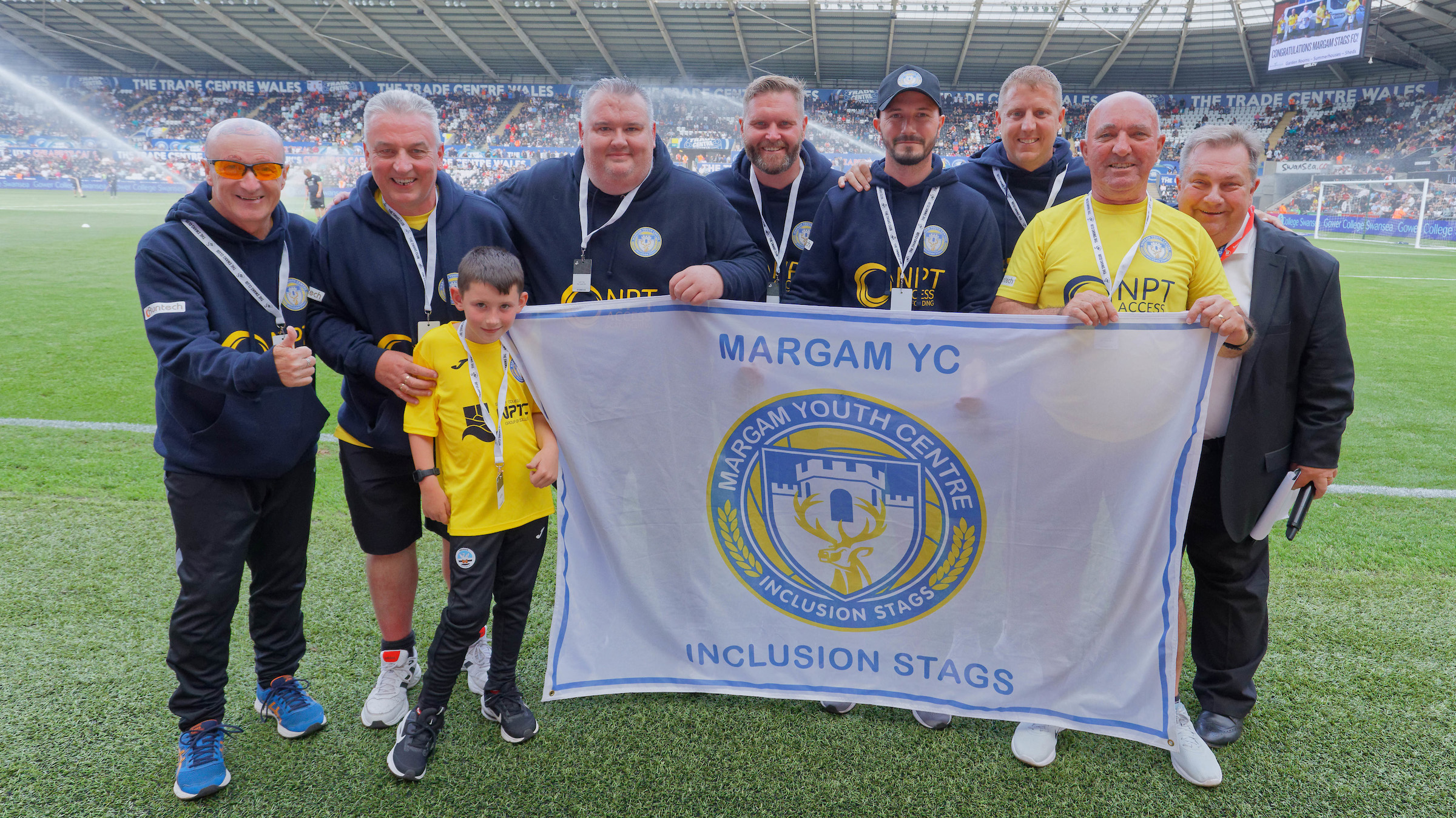 Margam Stags pose for photo after lap of honour