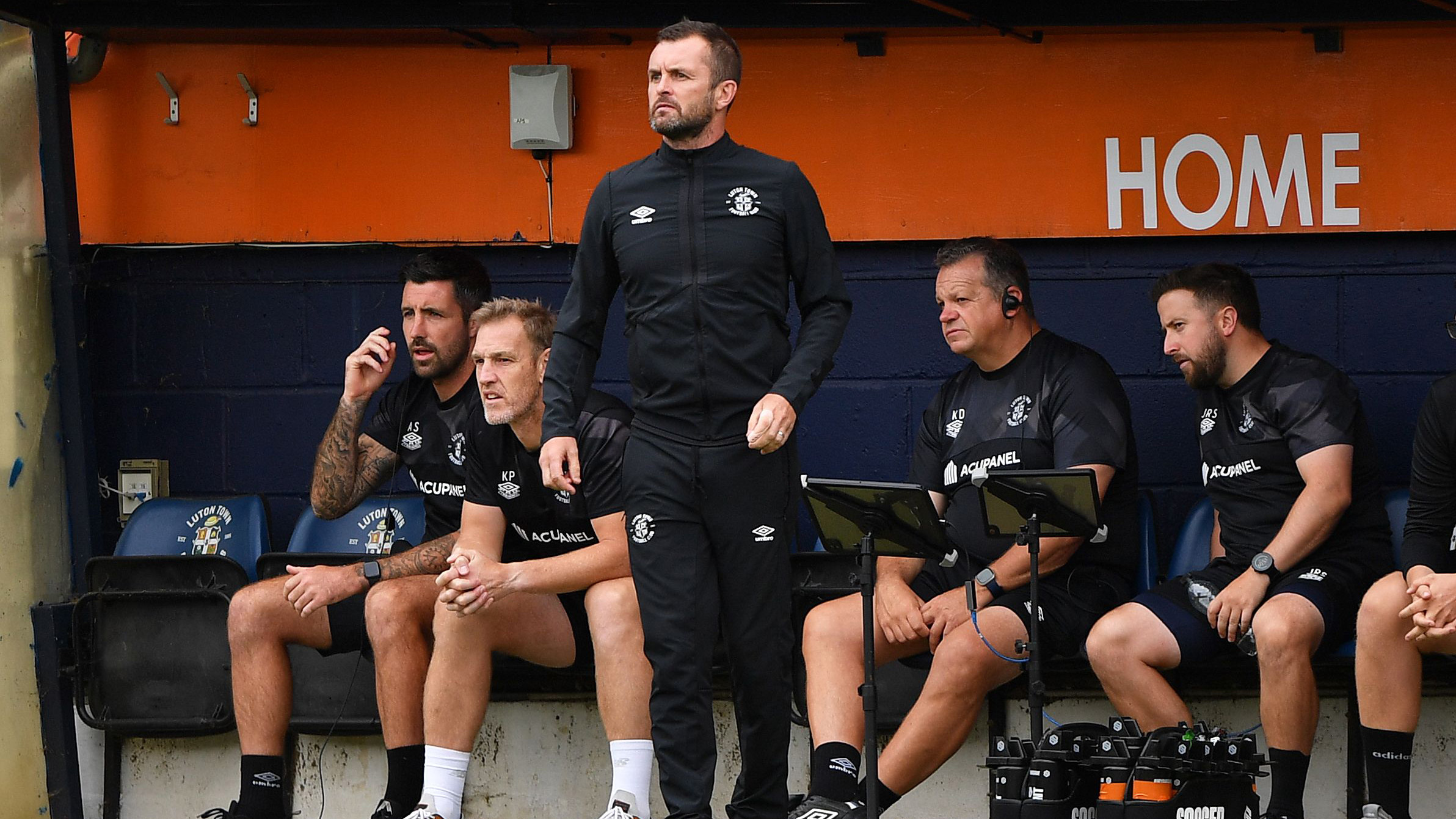 Nathan Jones in the dugout for Luton Town