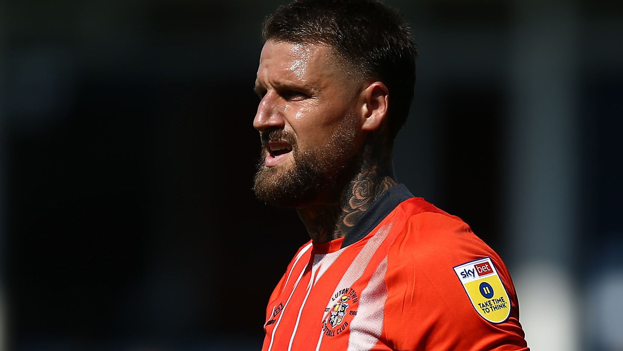 Close up of Luton Town captain Sonny Bradley 