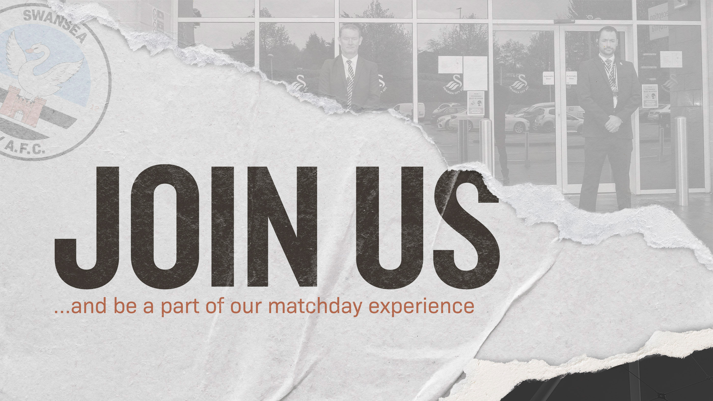 Graphic reading Join us and be part of our matchday experience