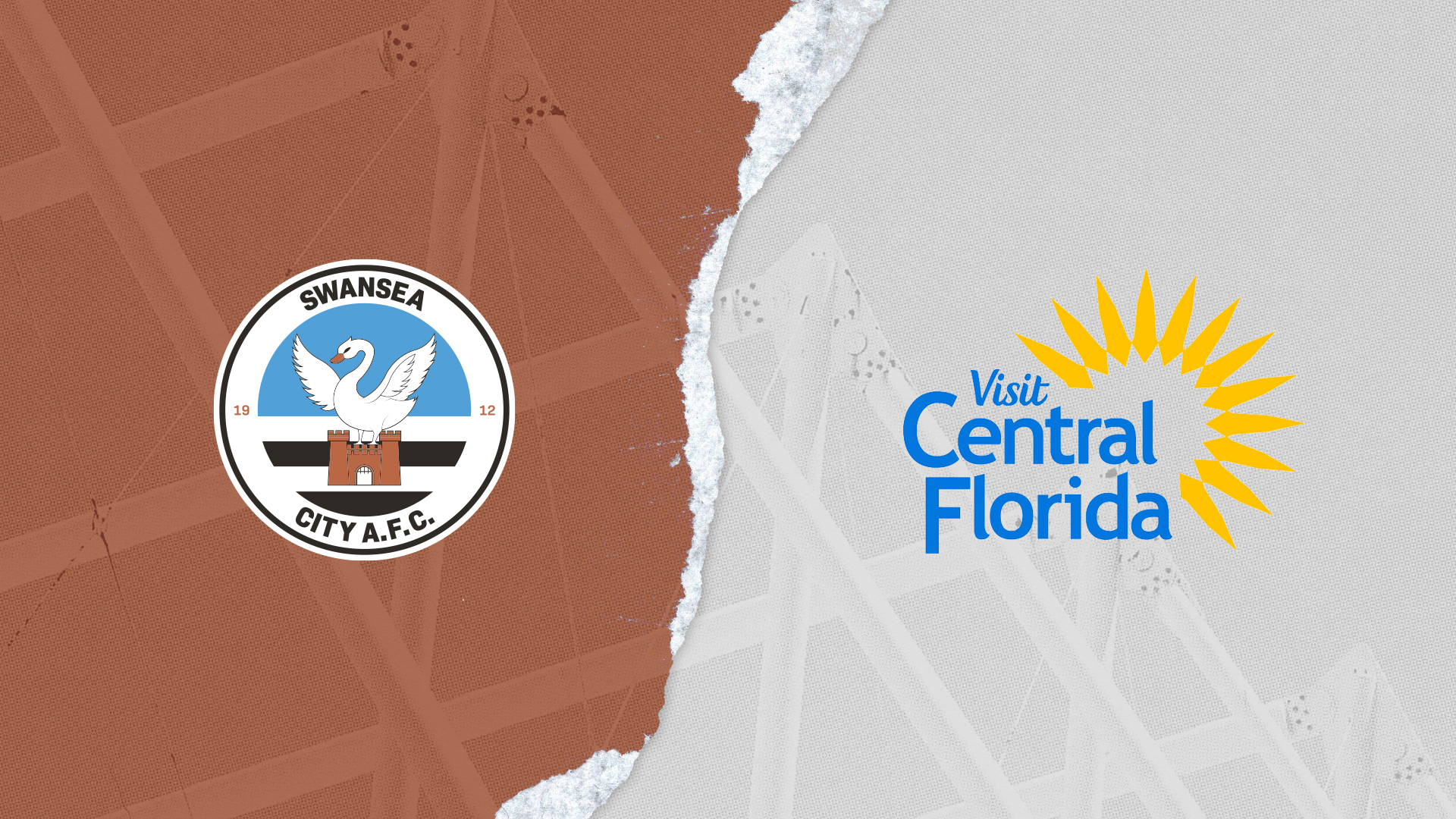 Graphic showing Swansea City badge and Visit Central Florida logo
