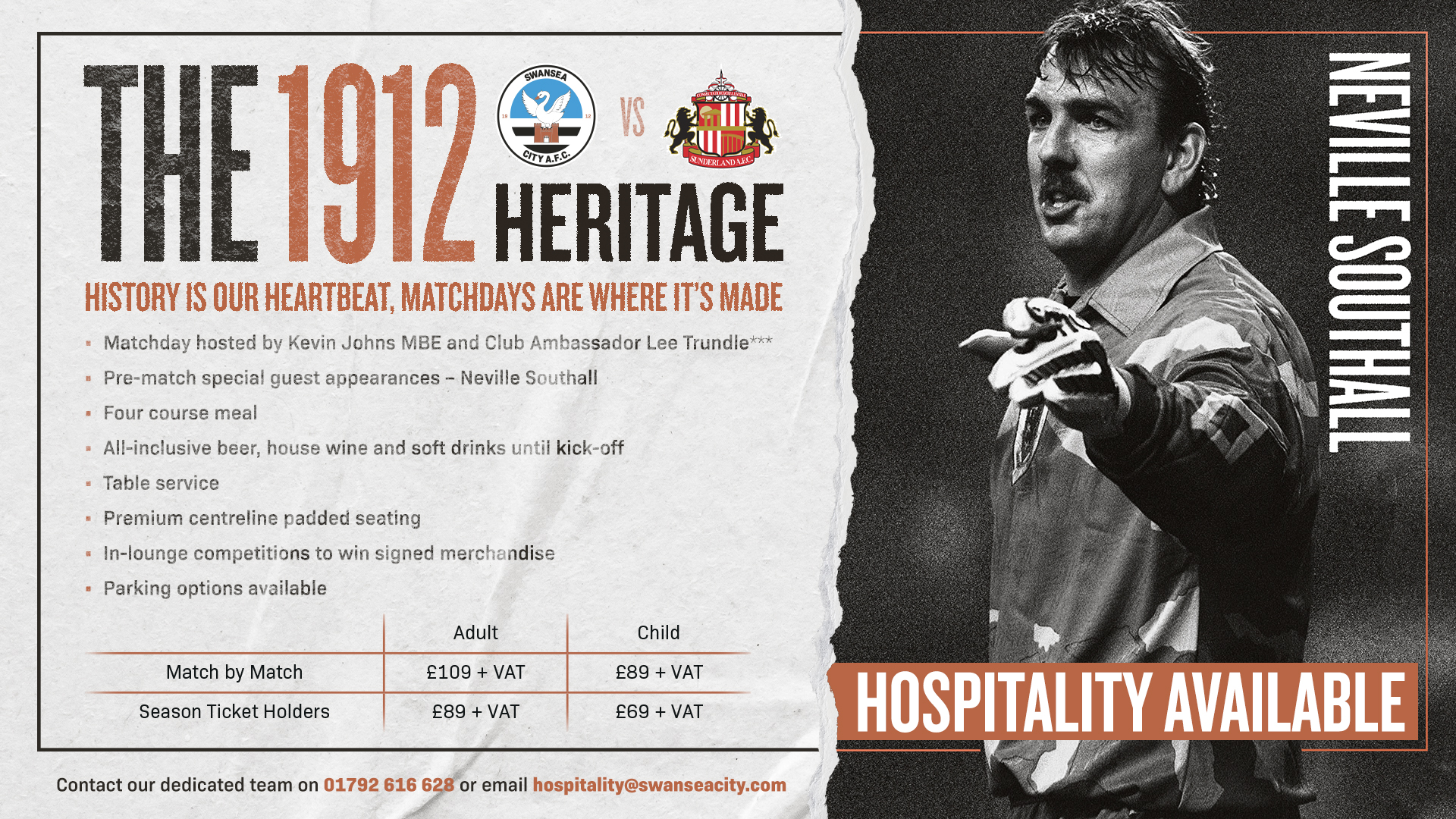 Neville Southall will be special guest in the 1912 Heritage Lounge on October 8