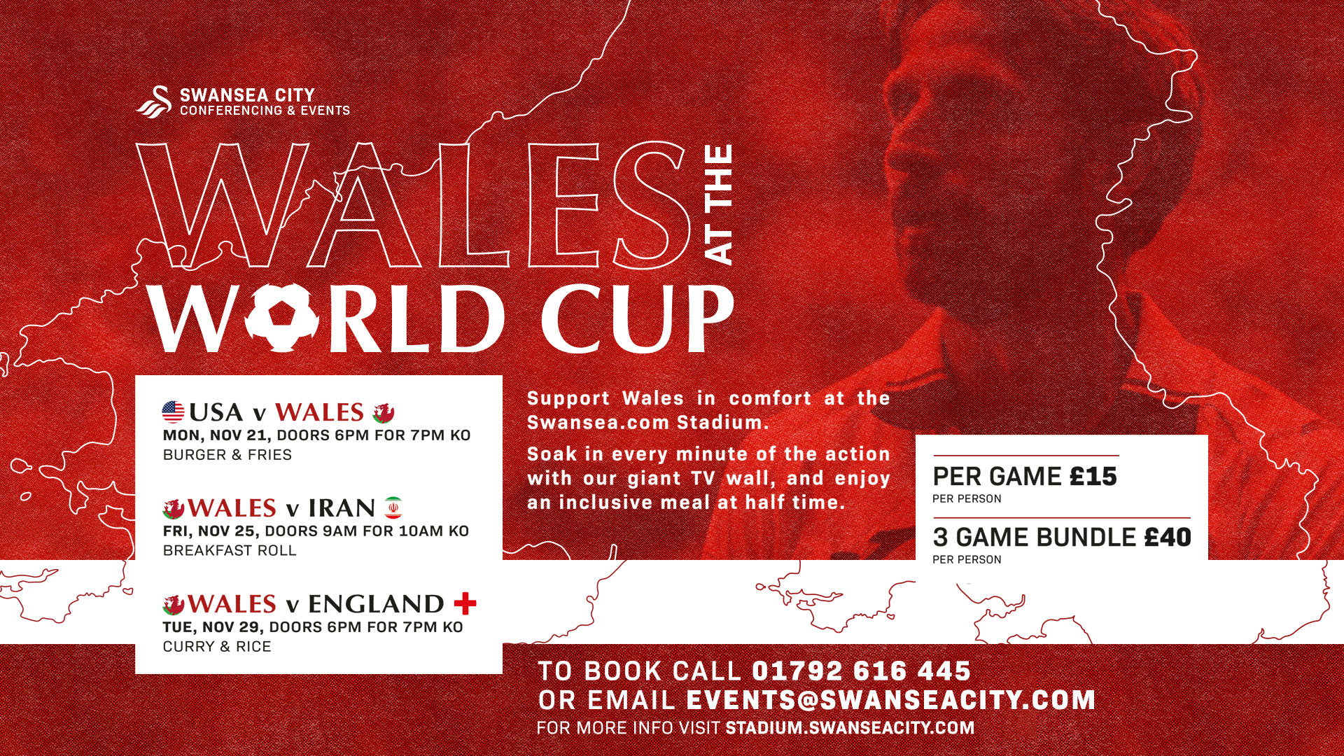 Wales at the world cup event graphic - showing dates and times of the event contained within the article