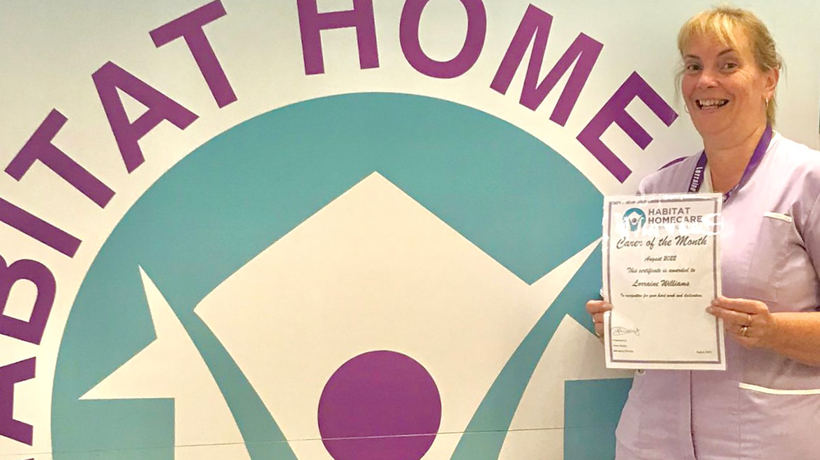 Lorraine Williams wins Habitat Homecare carer of the month