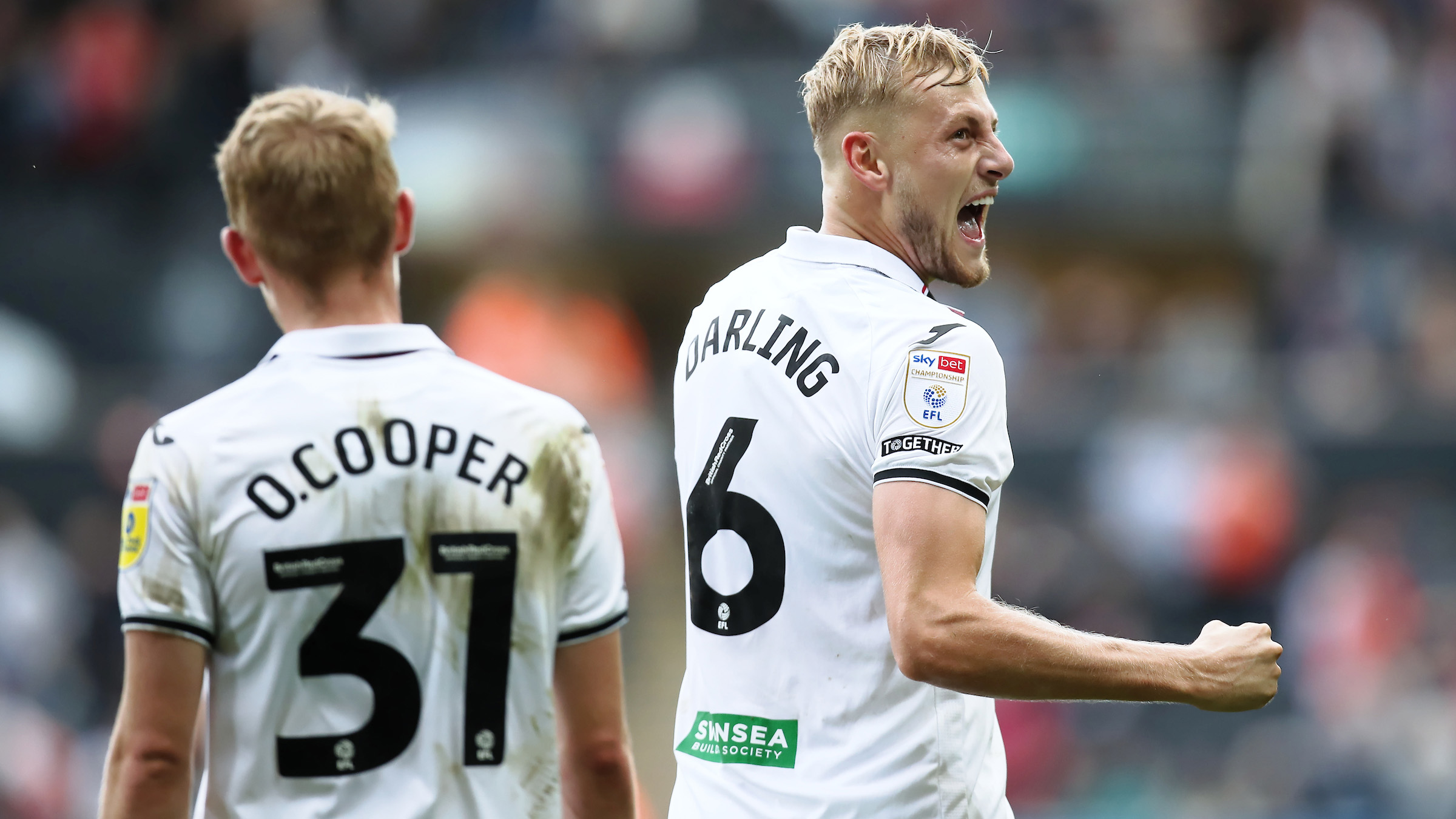 Ollie Cooper and Harry Darling celebrate against Sunderland