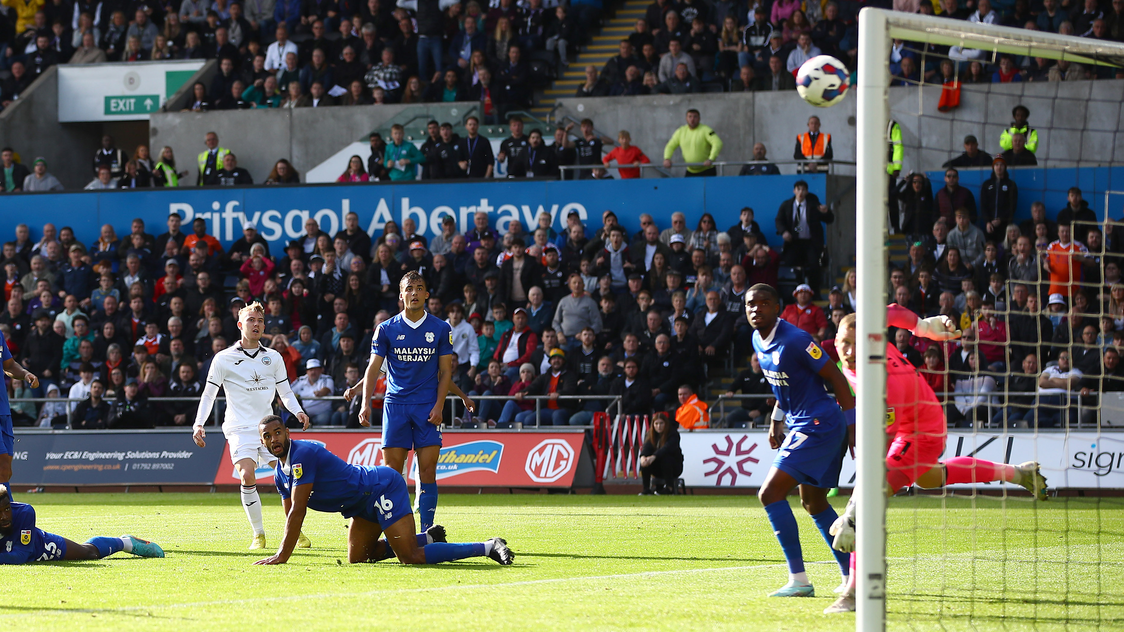 Ollie Cooper scores against Cardiff City