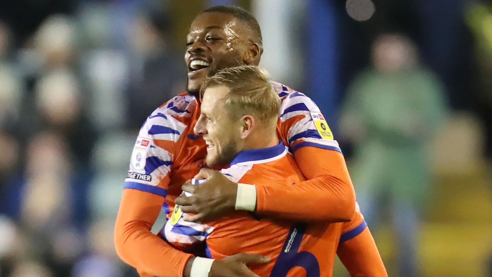 Olivier Ntcham celebrates his goal against Birmingham City with Harry Darling