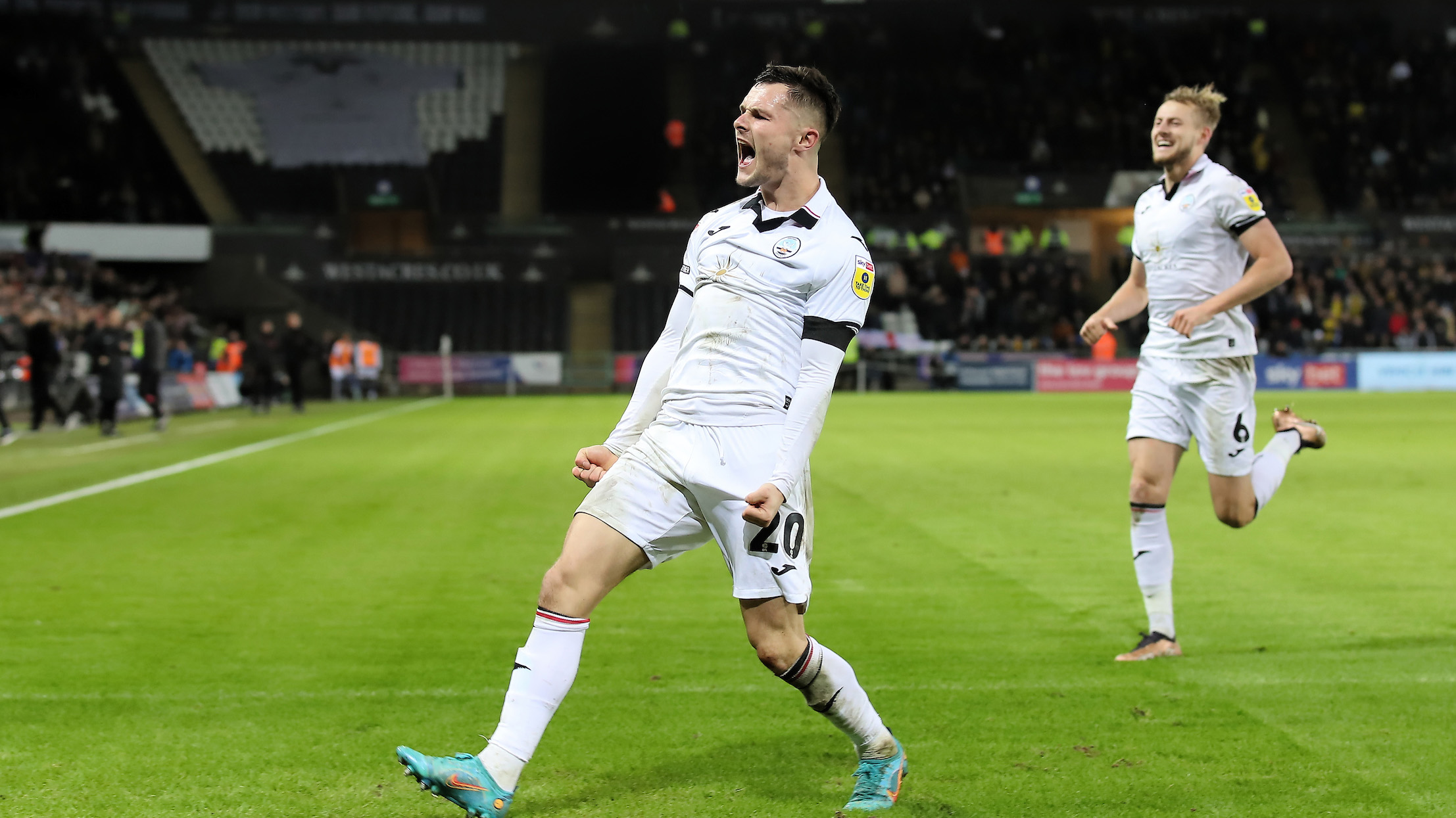 Liam Cullen celebrates his goal against 