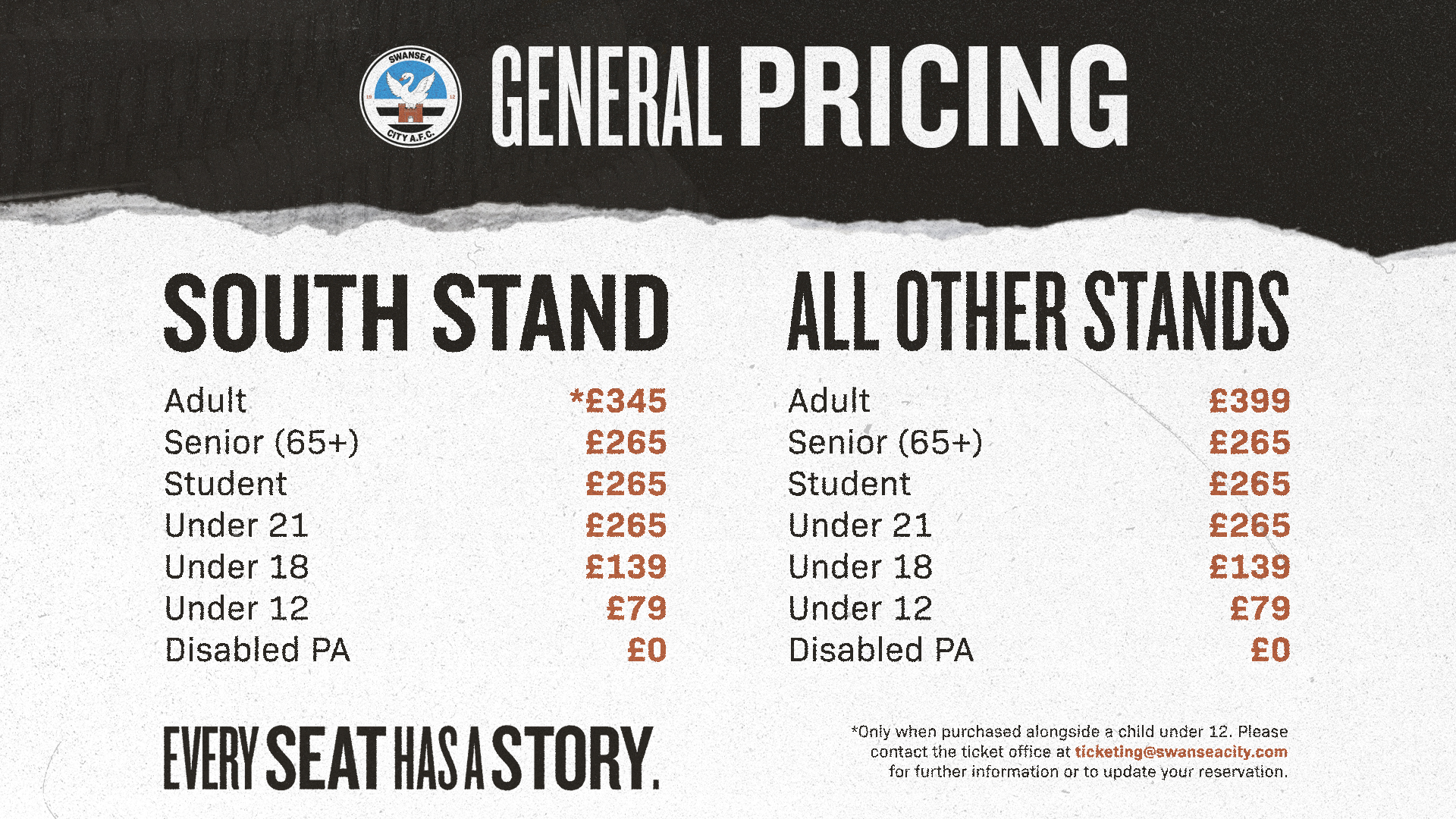 Season ticket renewal 23-24  - General sale pricing details