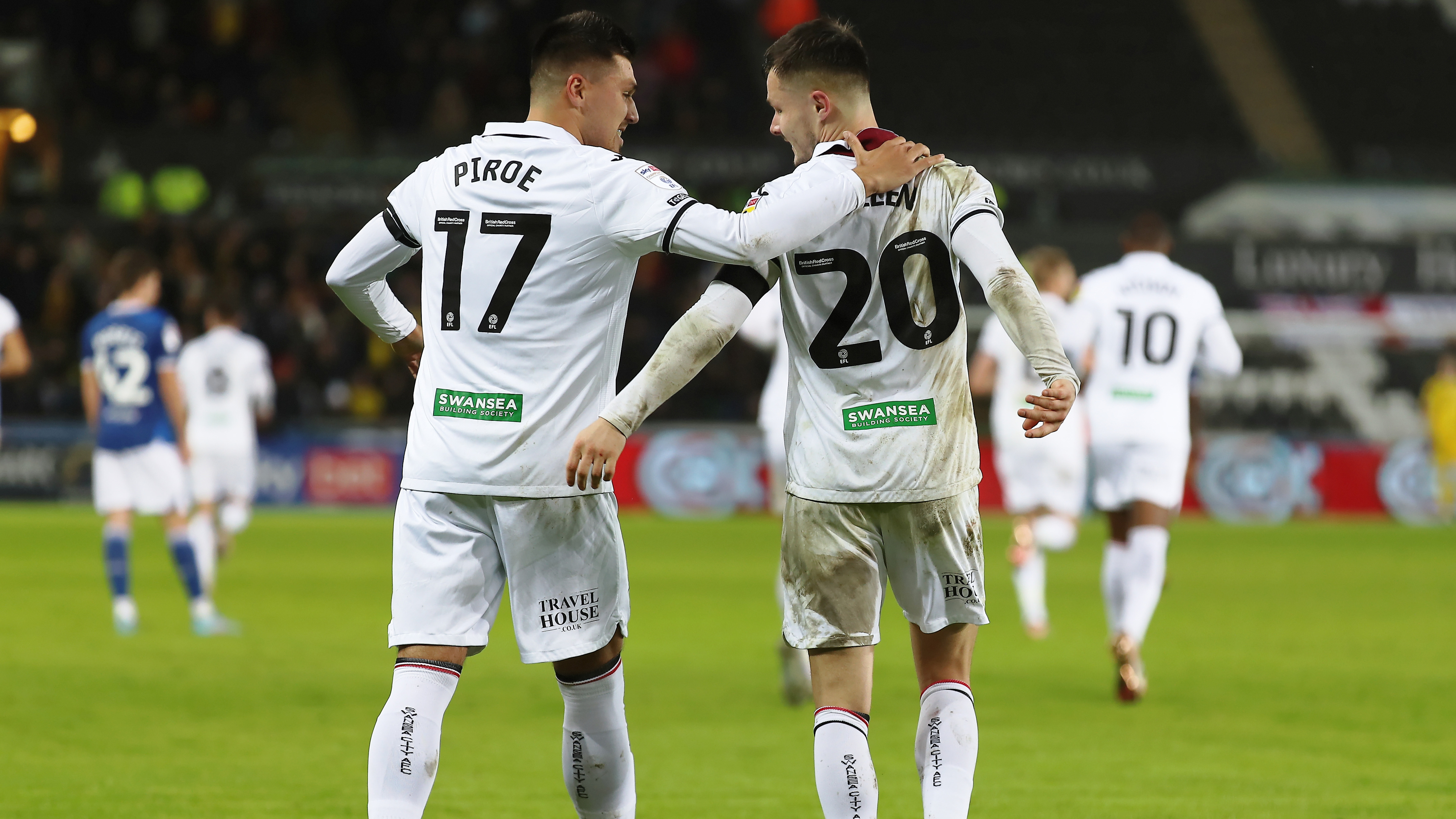 Joel Piroe and Liam Cullen celebrate 