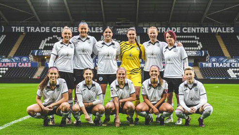 Swansea City Ladies team photo at the Swansea.com Stadium