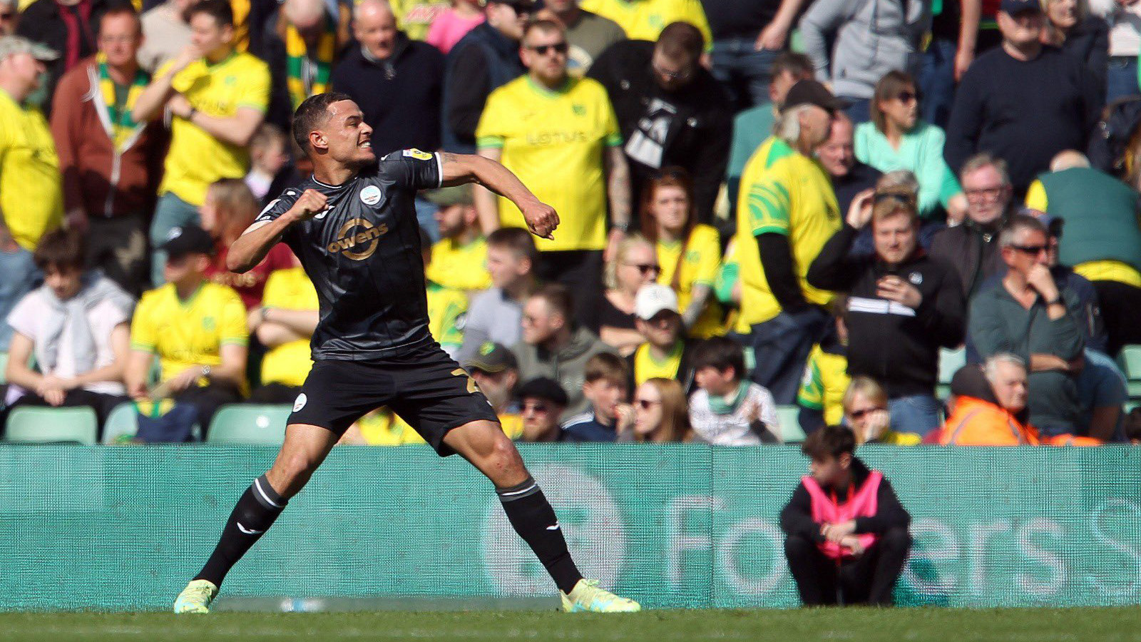 Joel Latibeaudiere celebrates