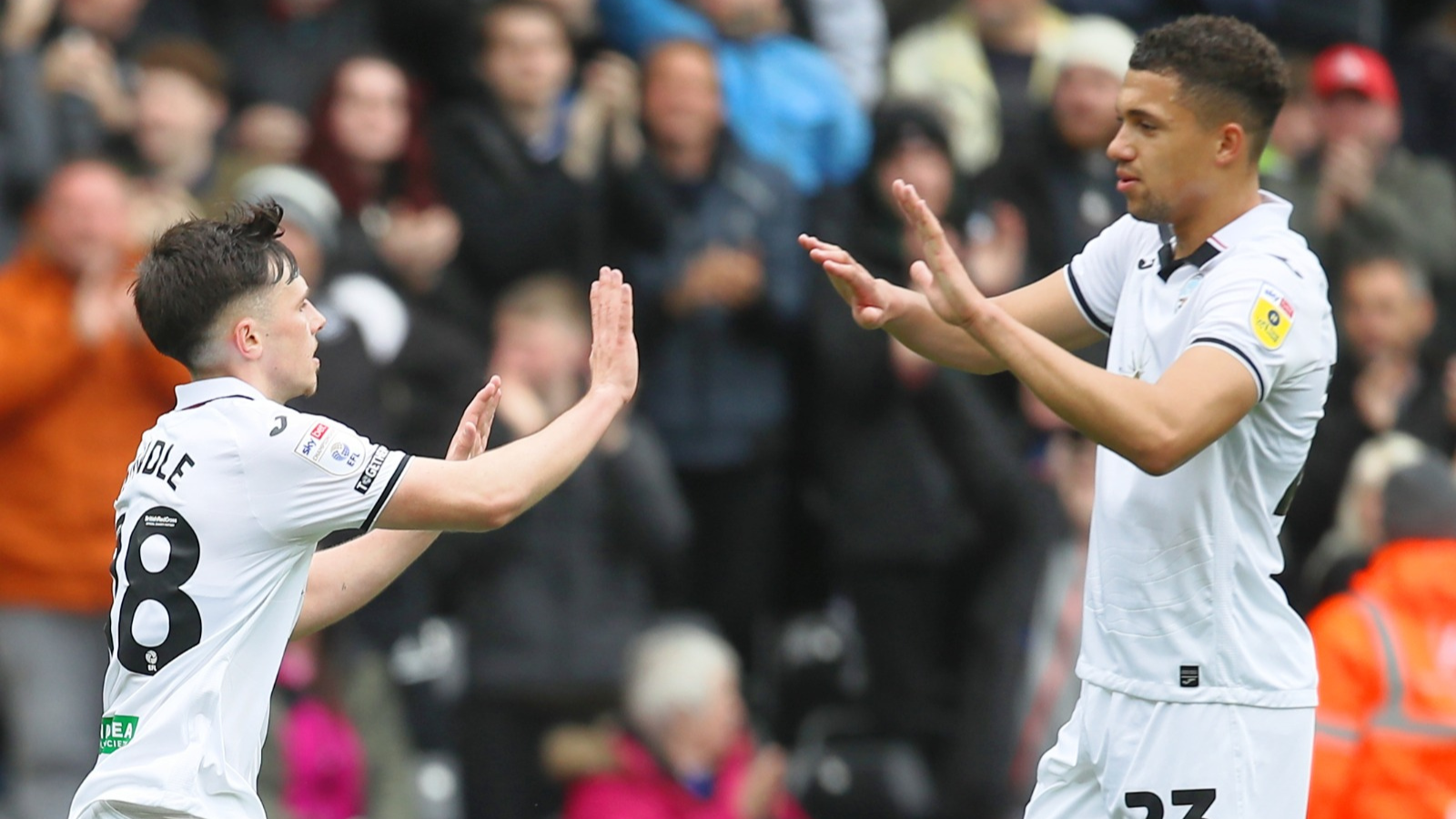 Luke Cundle celebrates with Nathan Wood