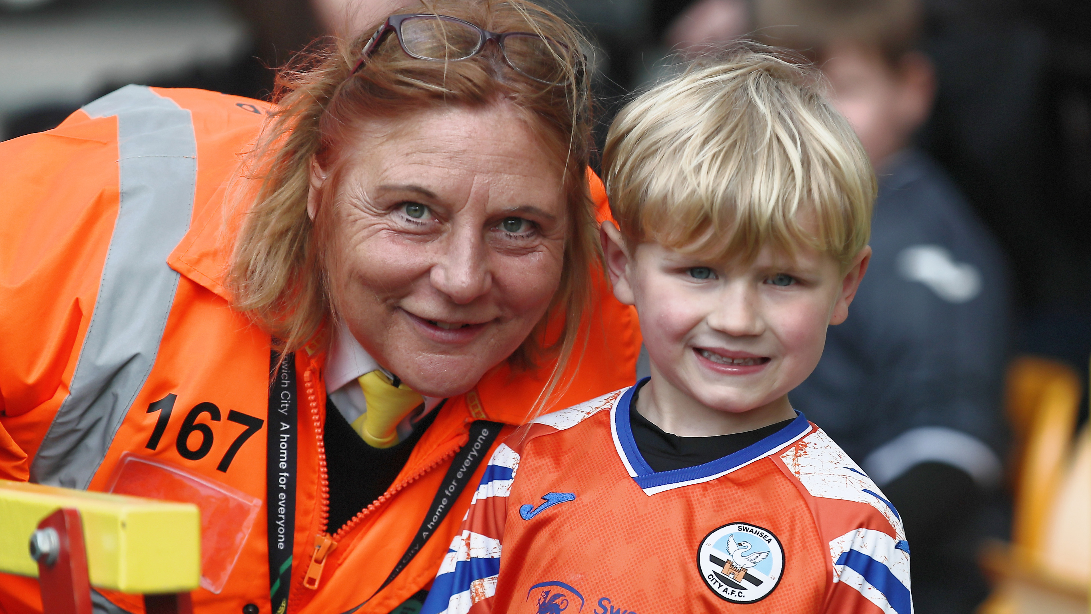 Steward and young fan