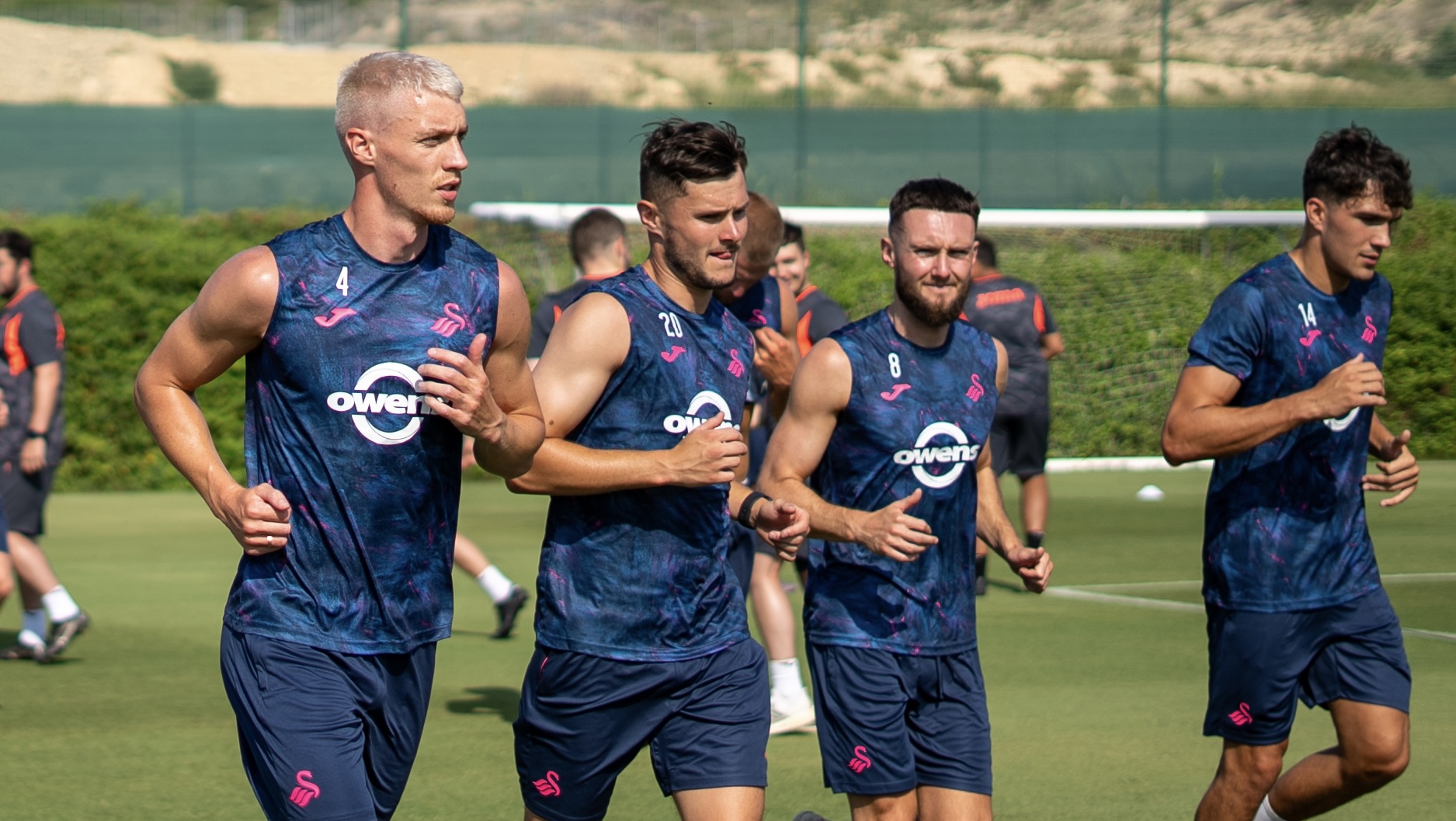 Jay Fulton, Liam Cullen, Matt Grimes and Kyle Joseph training in Spain