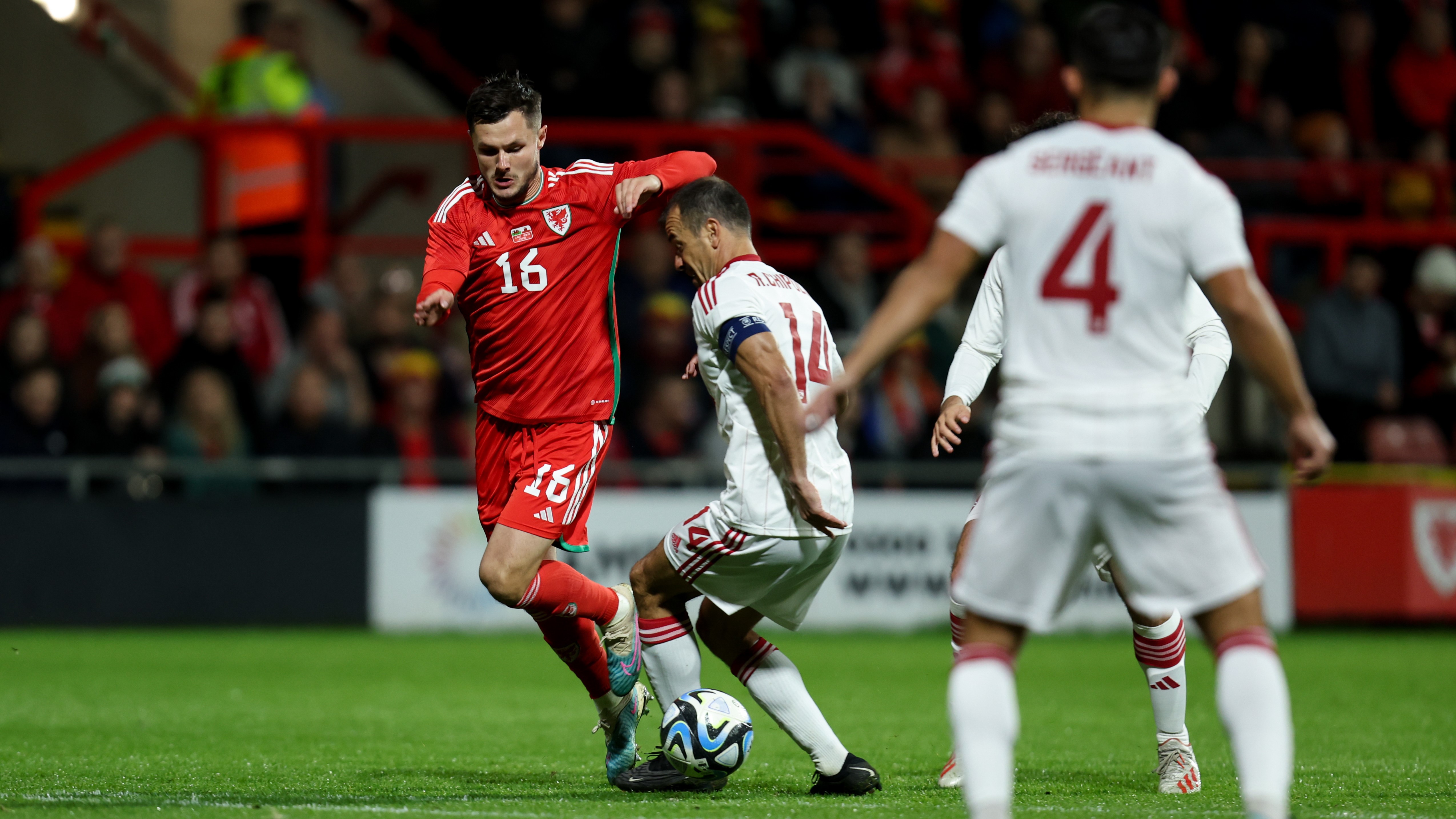 Liam Cullen in action for Wales