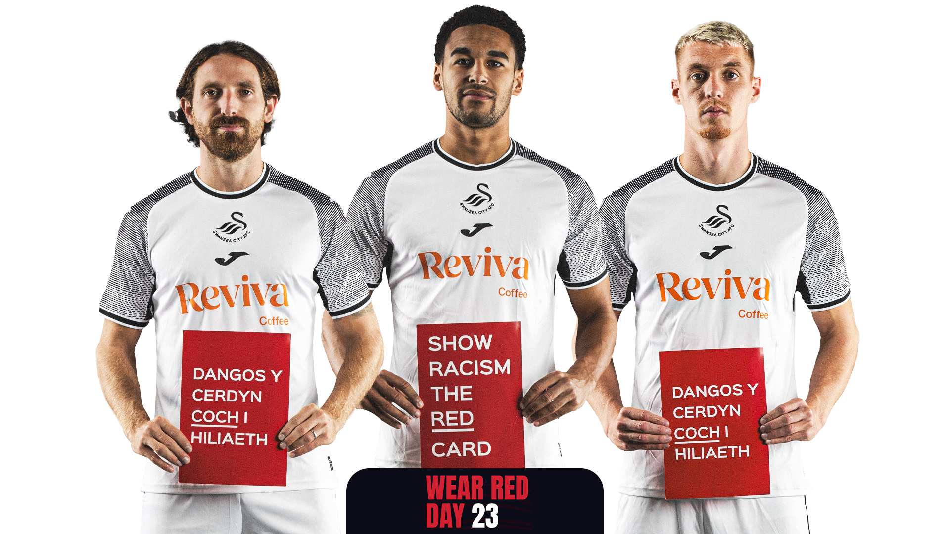Joe Allen, Ben Cabango and Jay Fulton show support for Show Racism the Red Card