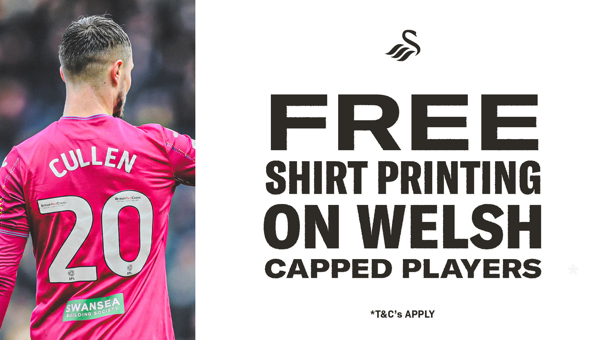 Free shirt printing on Welsh capped players