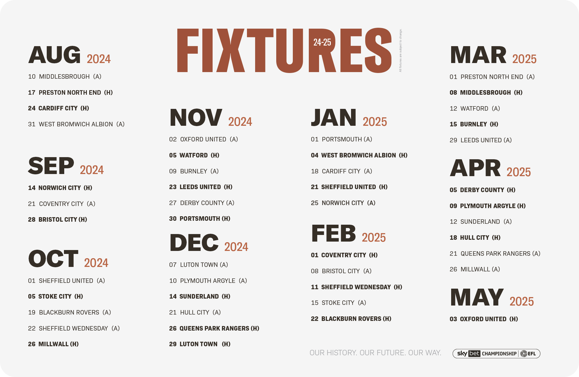 2024-25 Fixture List