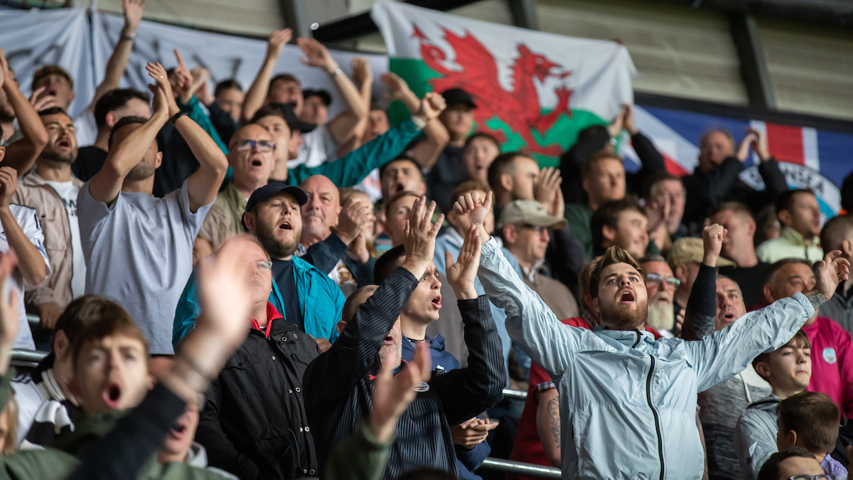 Swansea City fans chanting at the Swansea.com Stadium