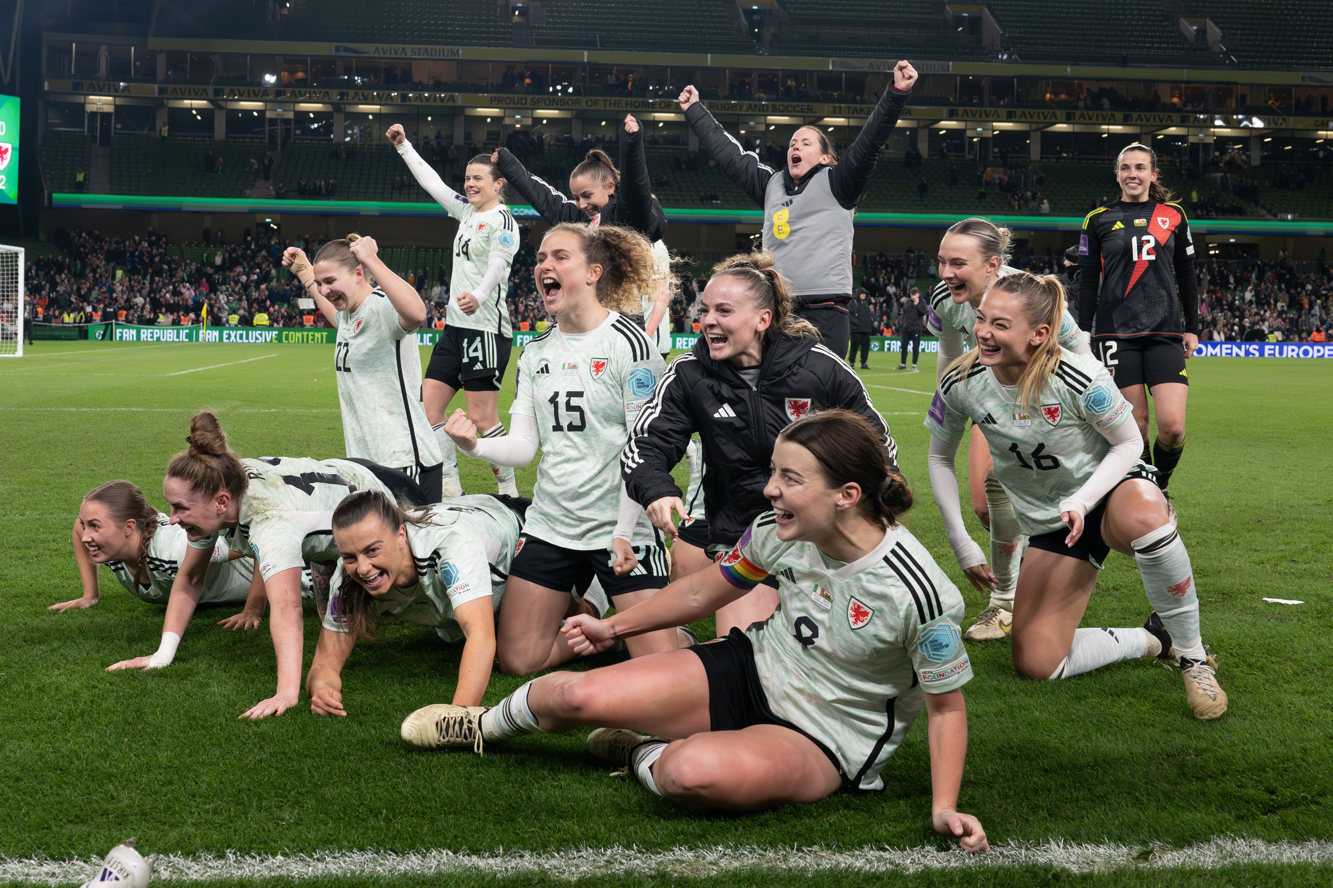 Wales celebrating a win