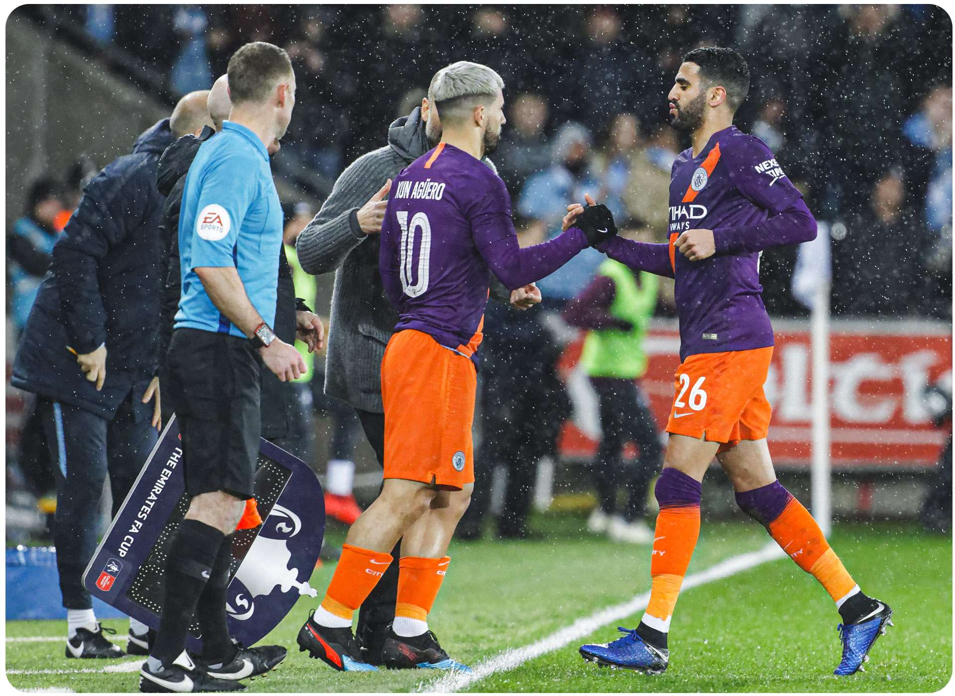 Aguero is Subbed on for Manchester City