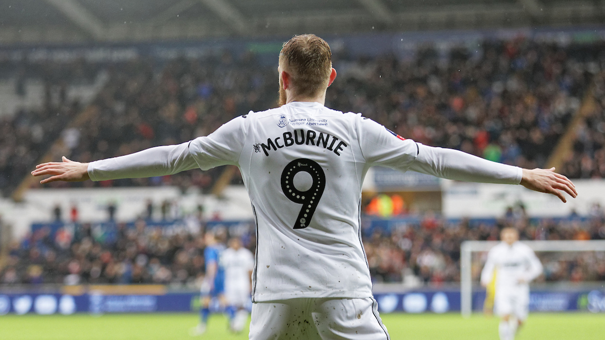 Swansea, South Wales, UK. 21st Aug, 2018. Oli McBurnie of Swansea