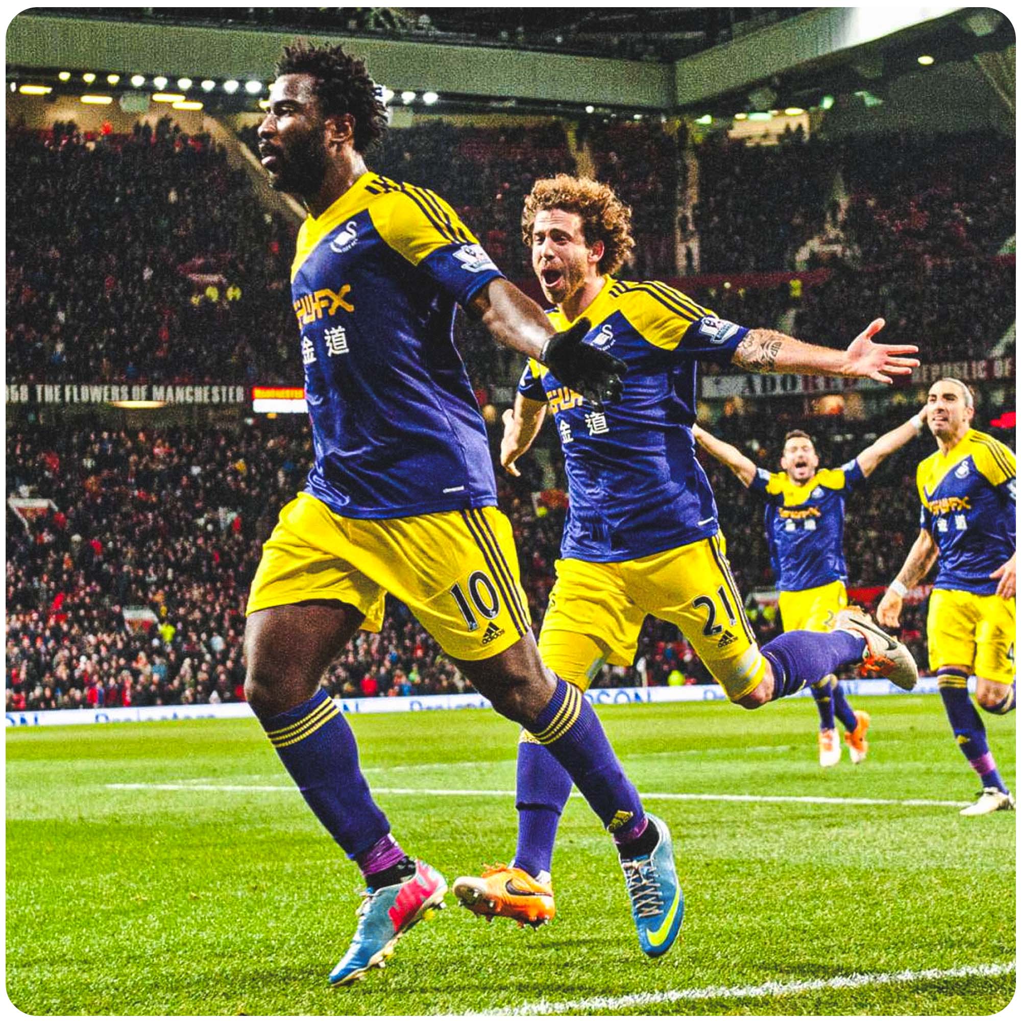Photograph of Bony Celebrating his Goal at Old Trafford