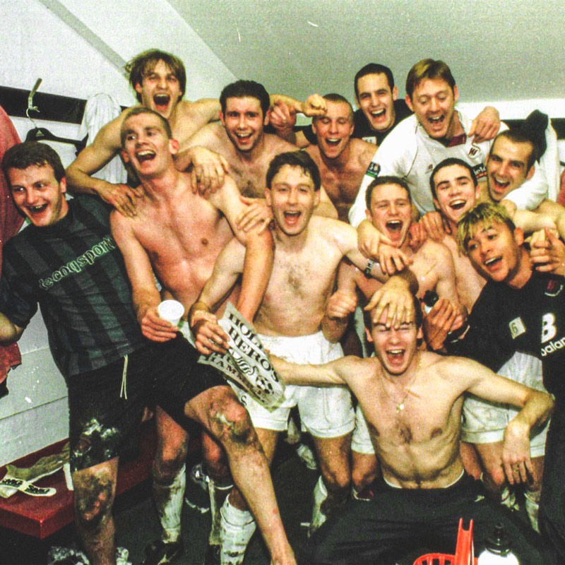 Swans players celebrate their 1-0 victory over West Ham